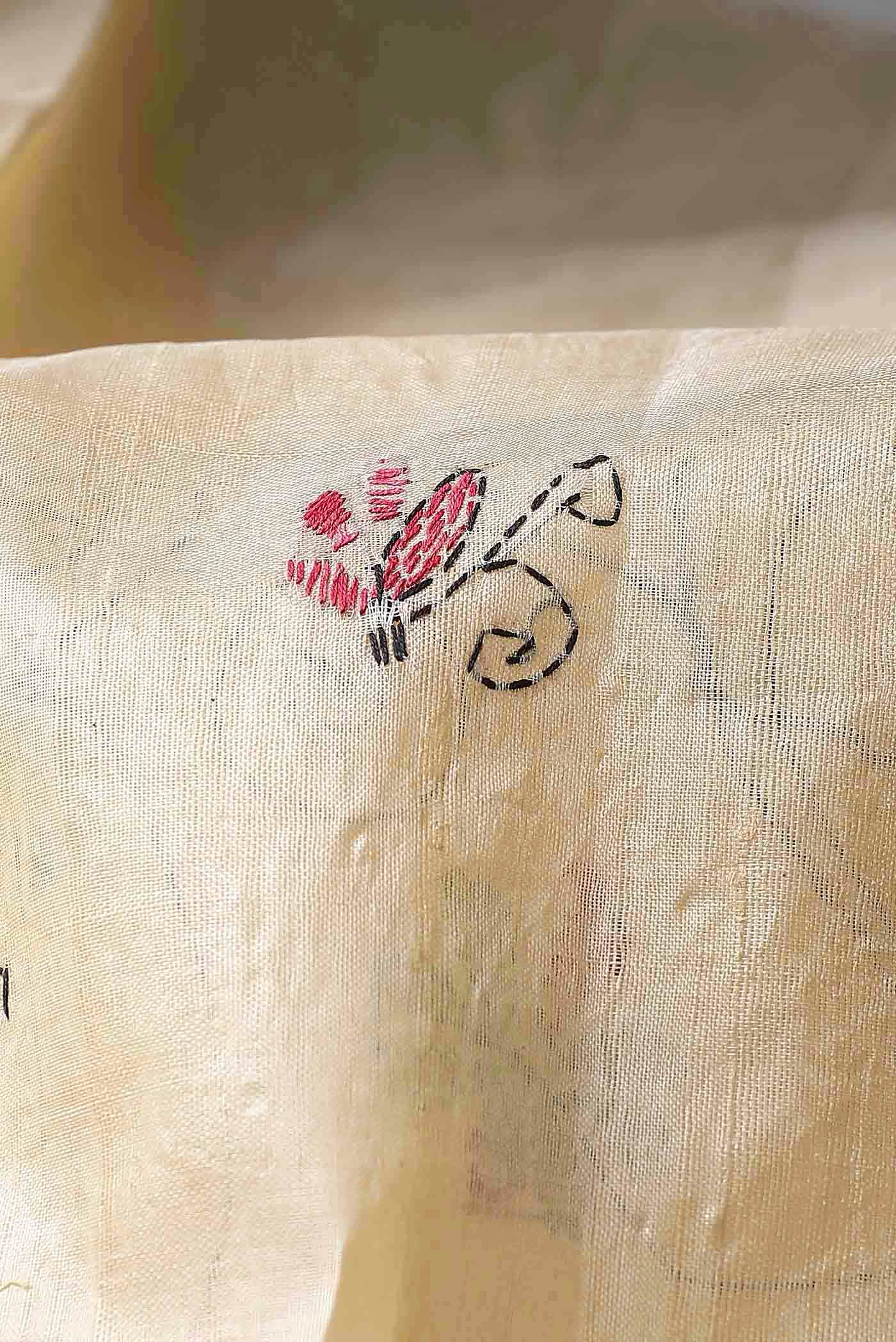 Cream Tussar Silk Saree