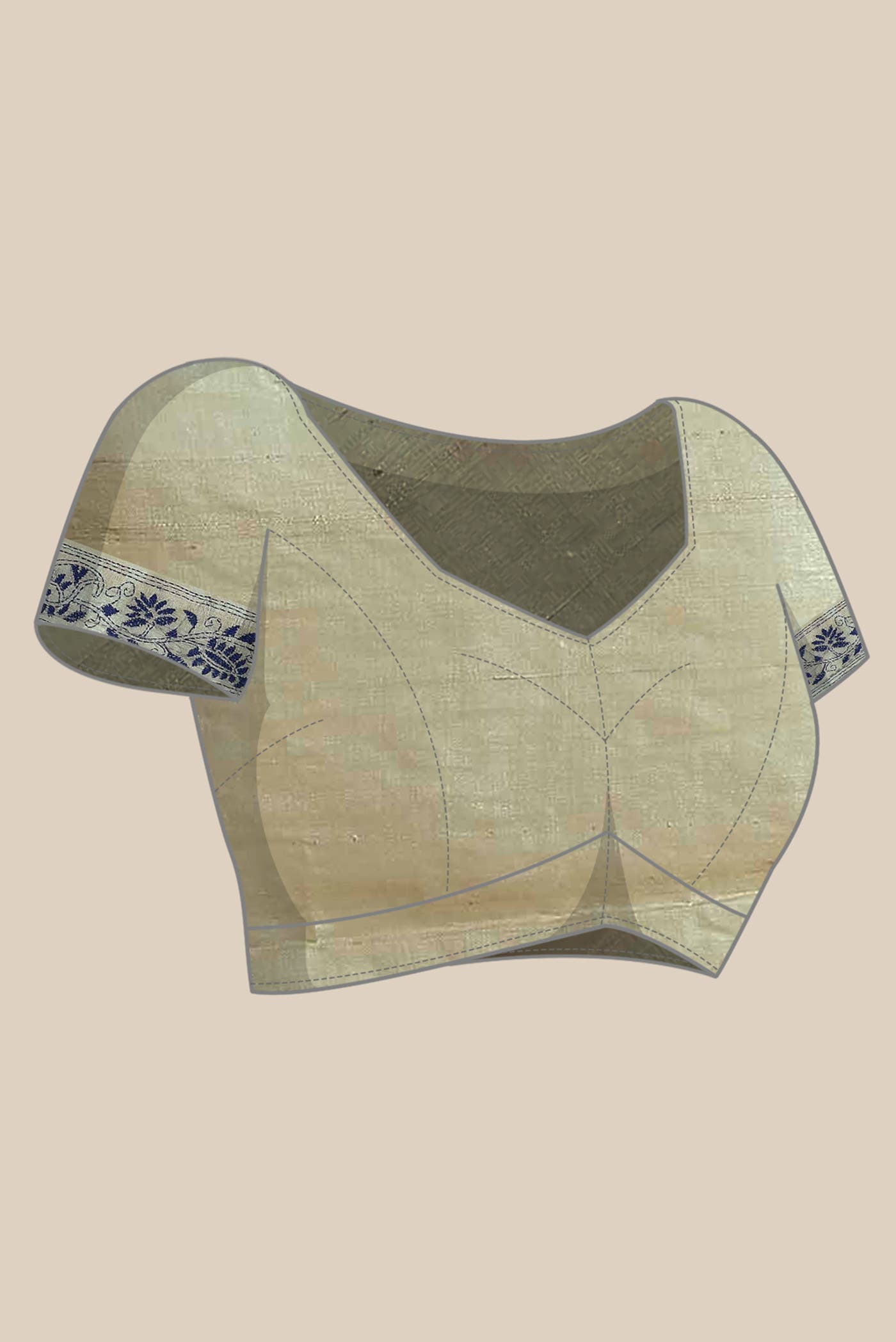 Beige Tussar Silk Saree