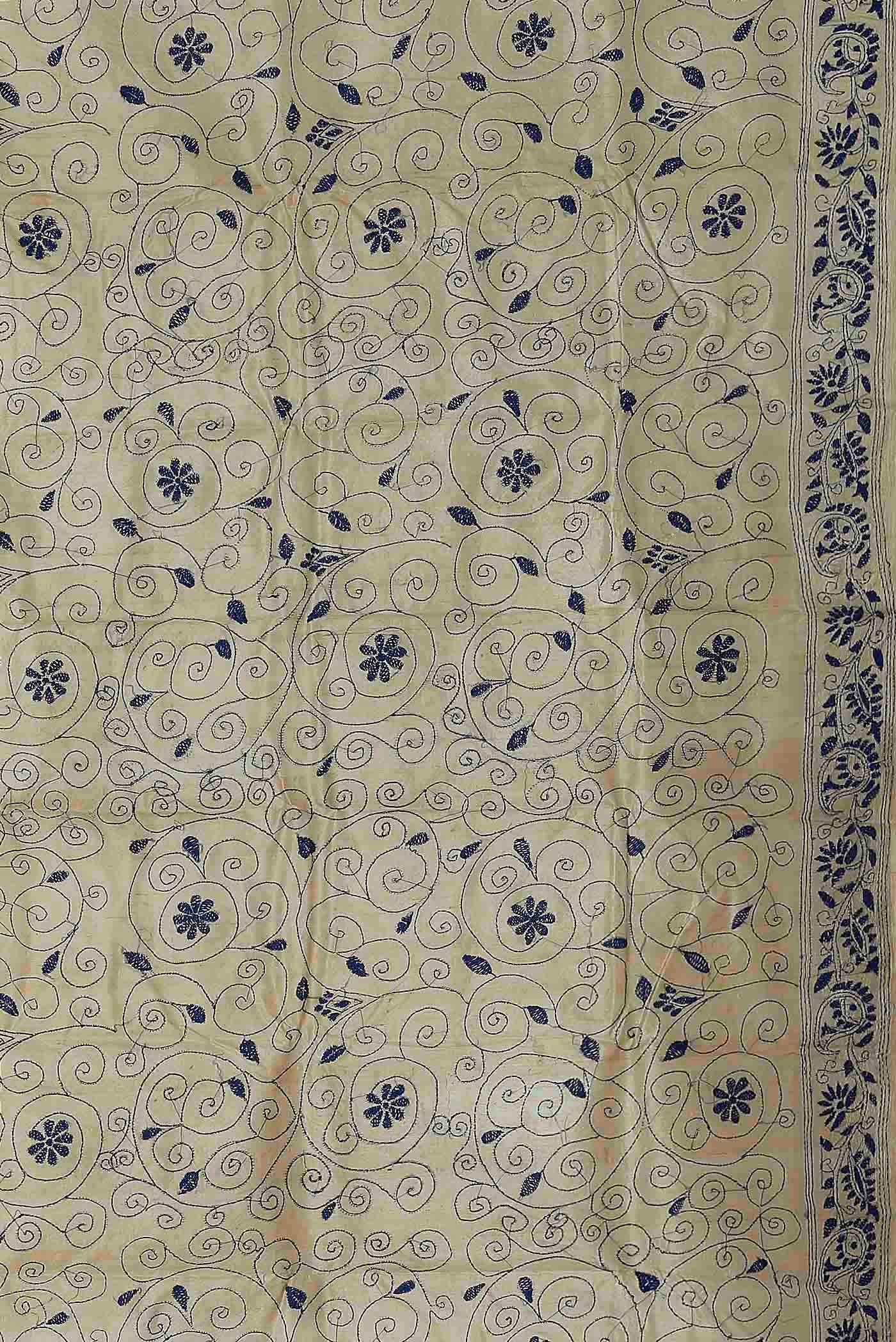 Beige Tussar Silk Saree