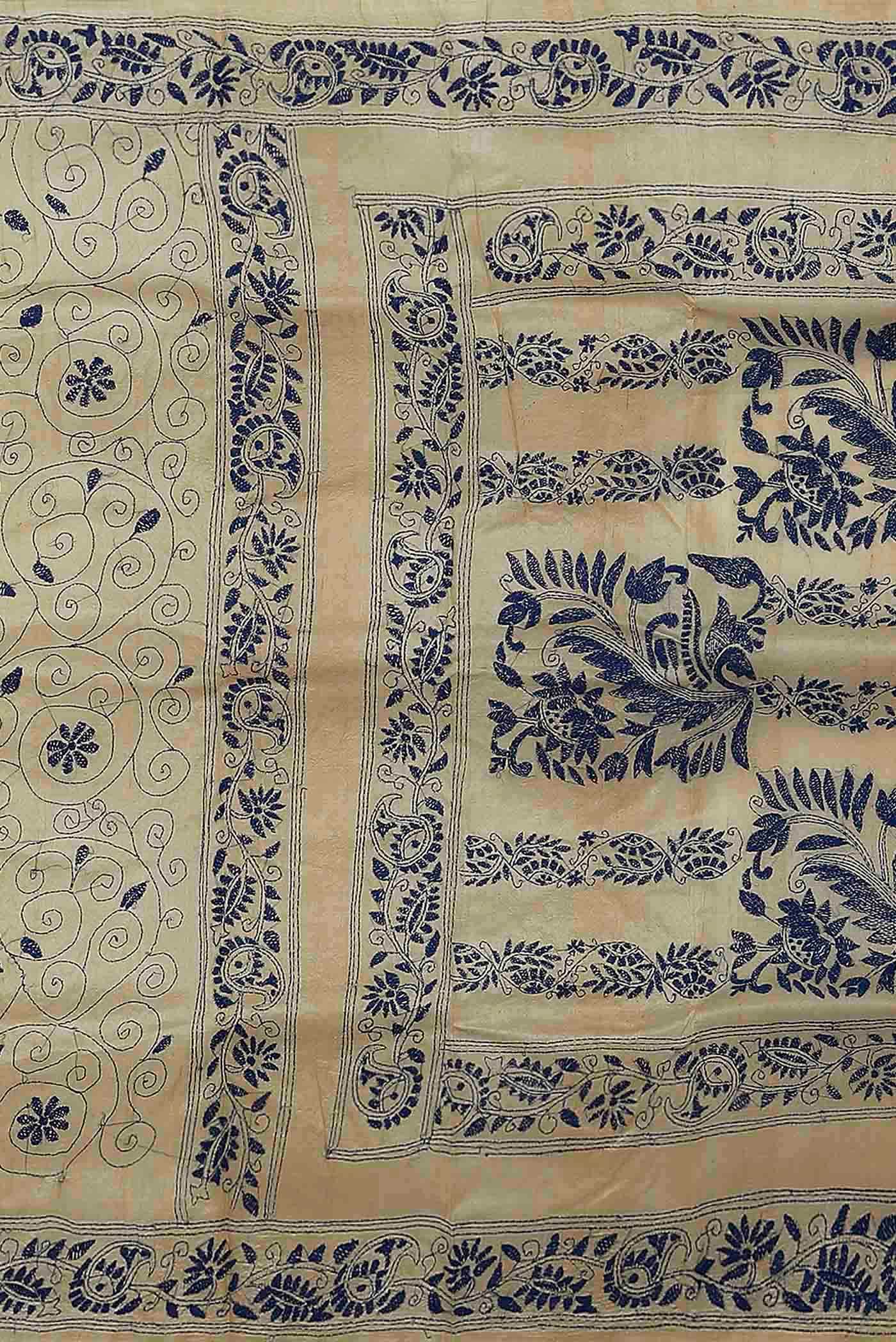 Beige Tussar Silk Saree