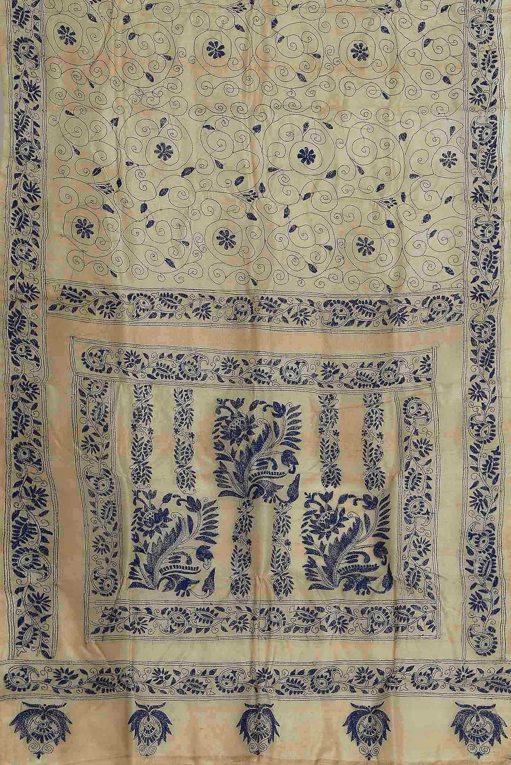Beige Tussar Silk Saree