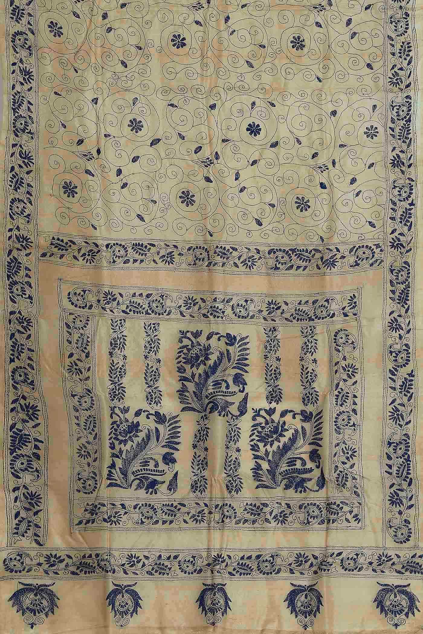 Beige Tussar Silk Saree