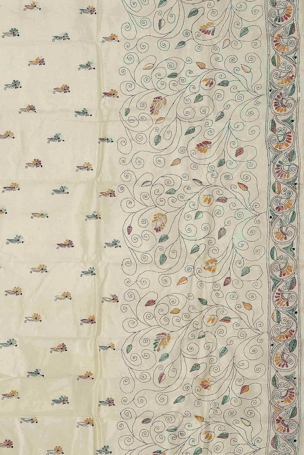 Cream Tussar Silk Saree