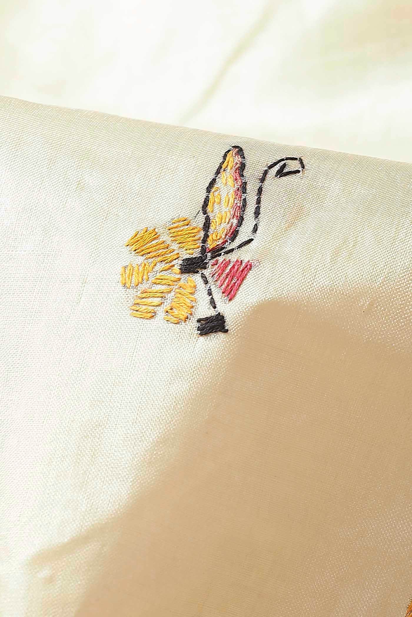 Cream Tussar Silk Saree