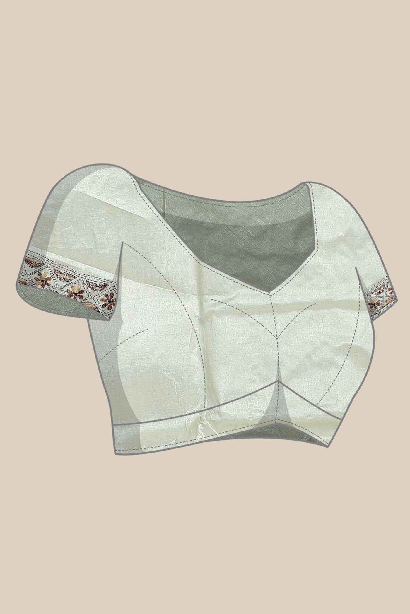 Cream Tussar Silk Saree