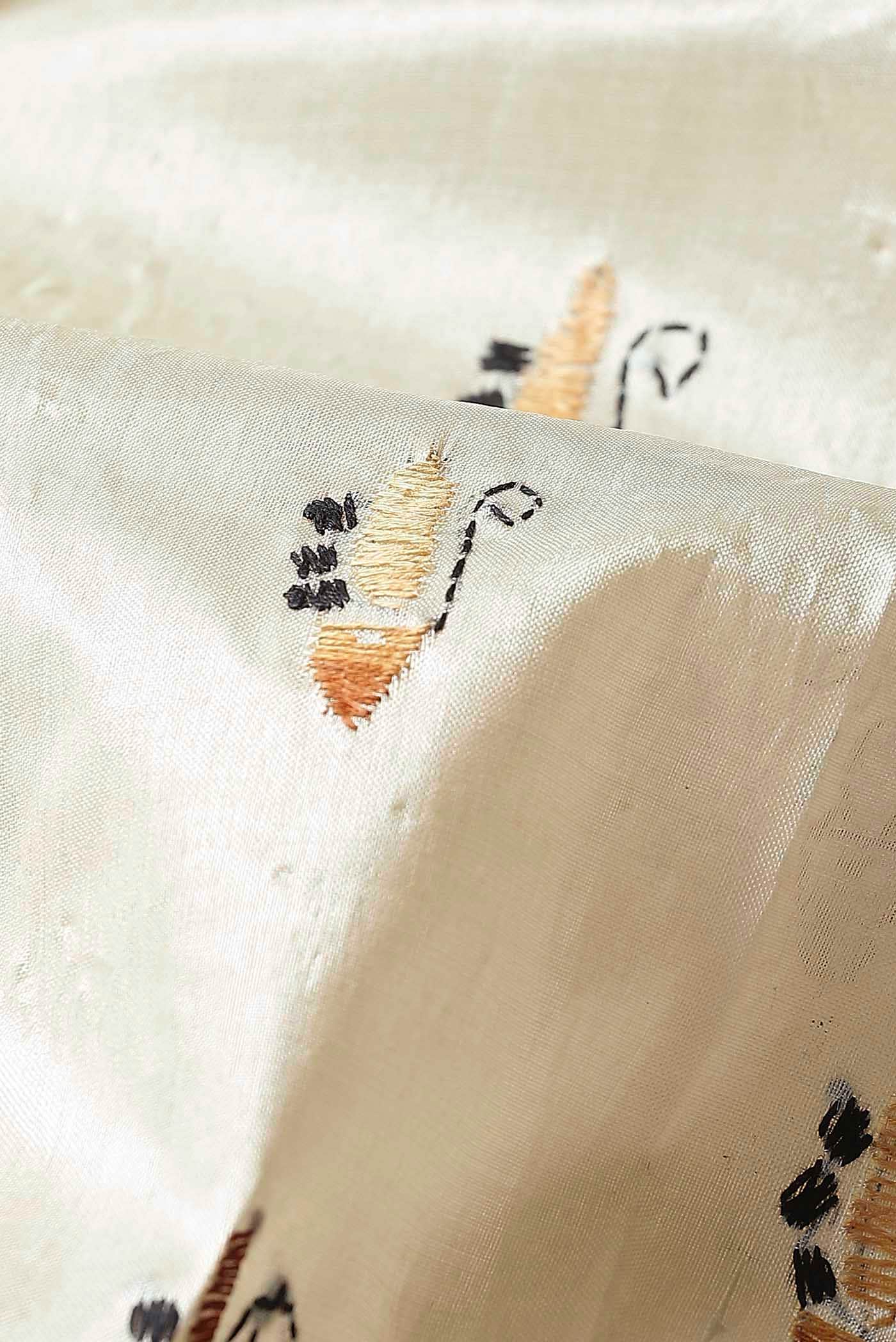 Cream Tussar Silk Saree