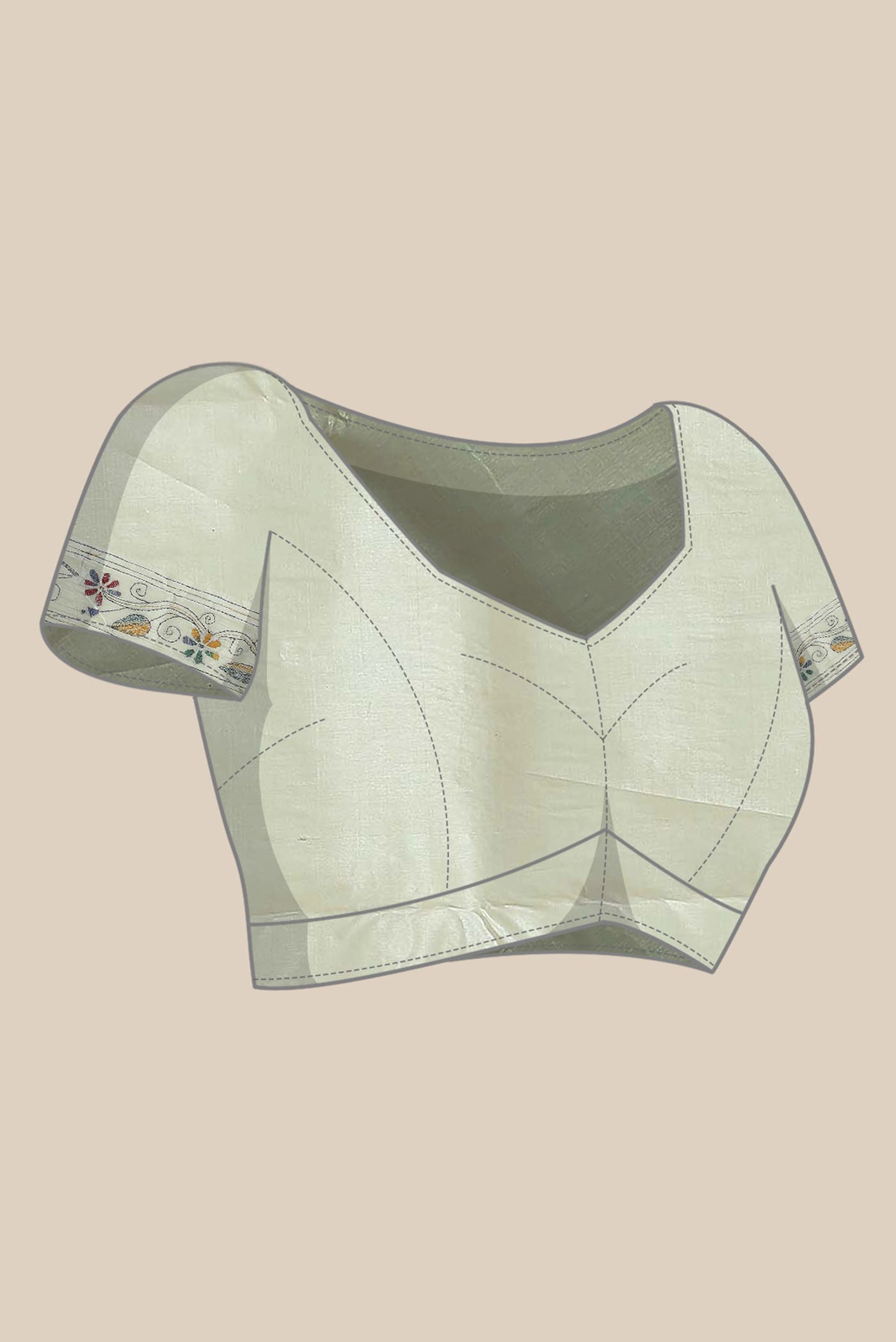 Cream Tussar Silk Saree