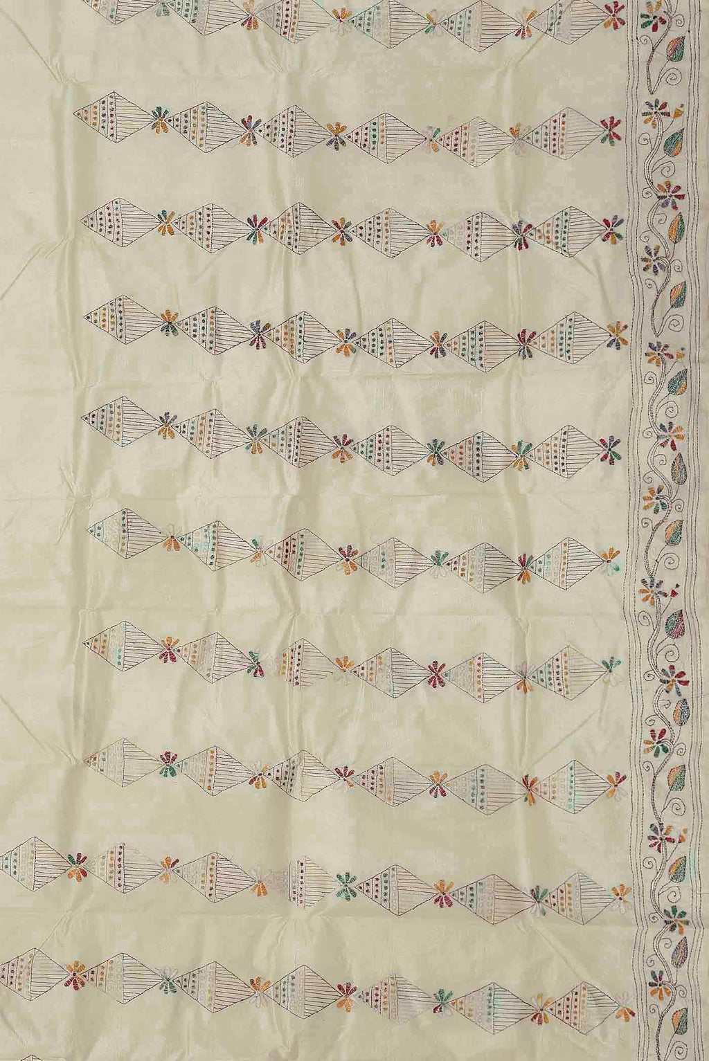 Cream Tussar Silk Saree