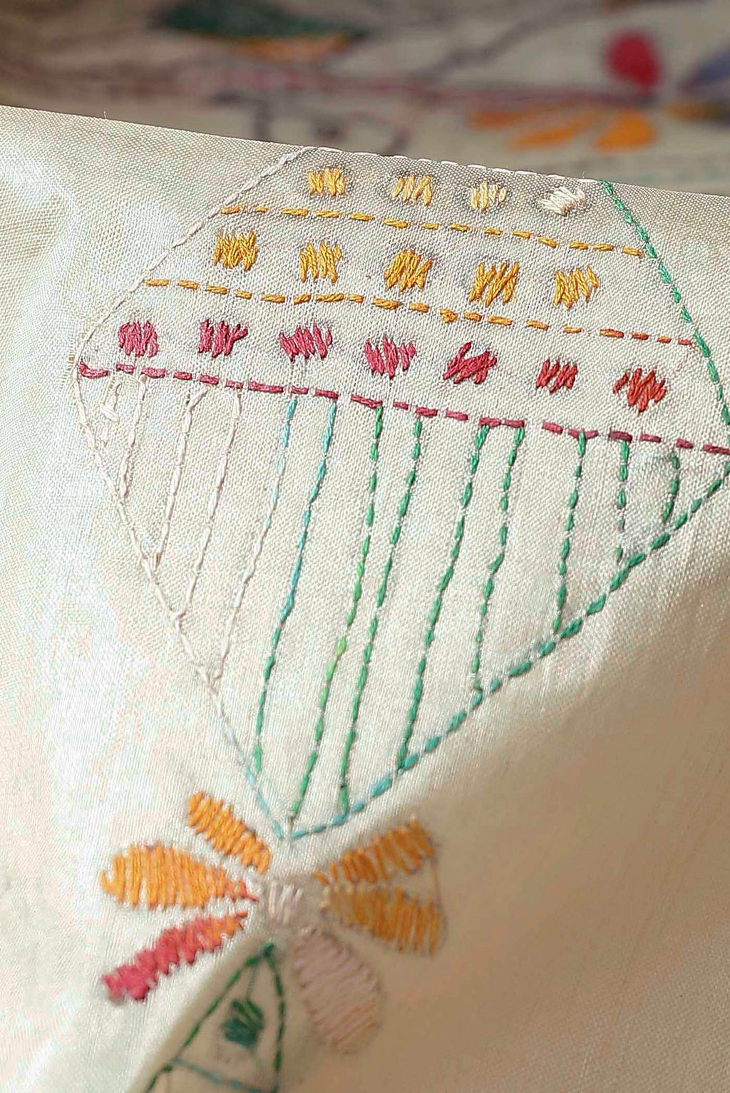 Cream Tussar Silk Saree