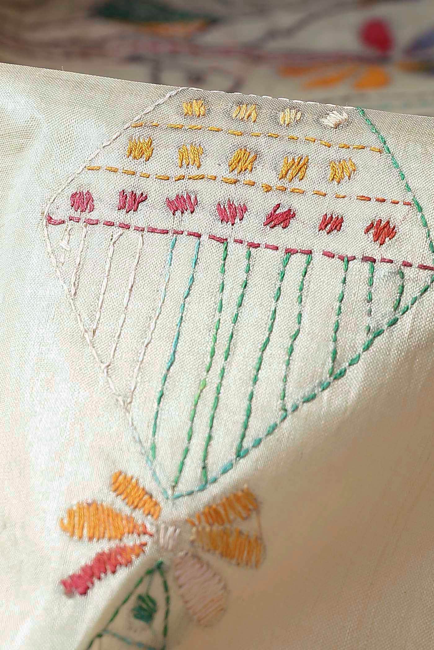 Cream Tussar Silk Saree