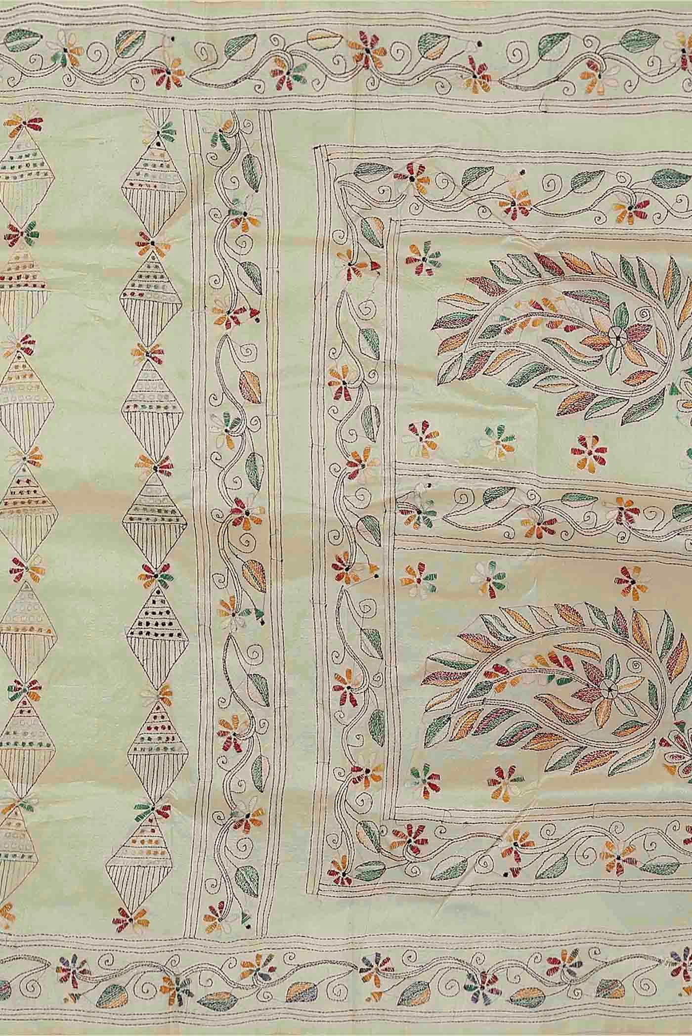 Cream Tussar Silk Saree