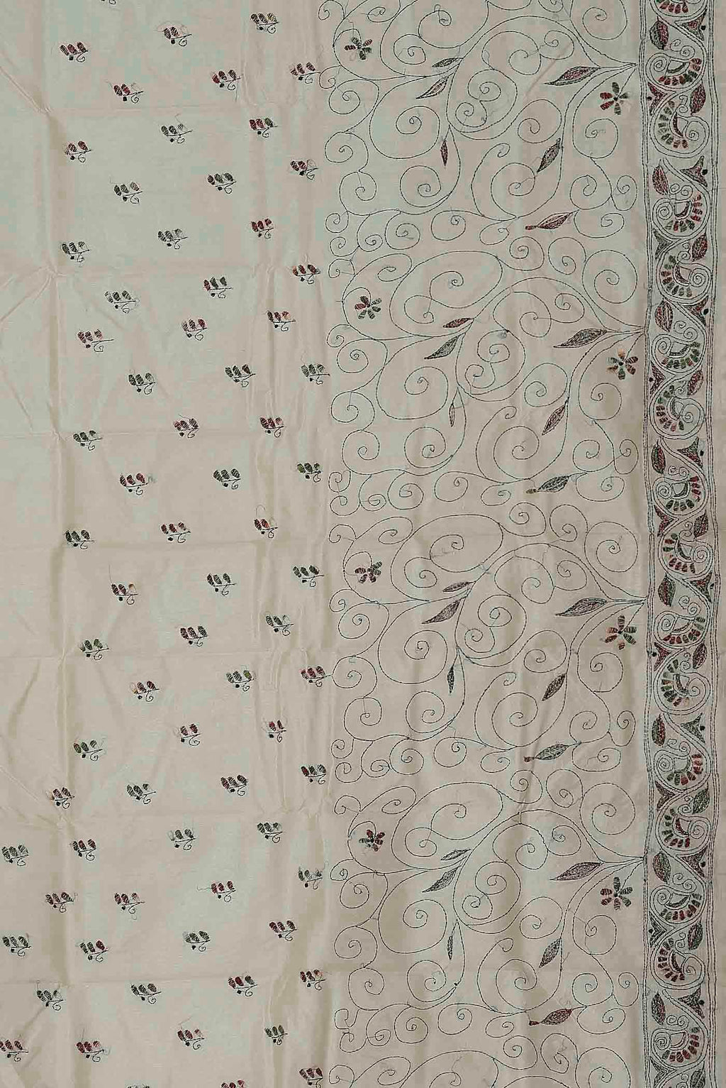 Cream Tussar Silk Saree