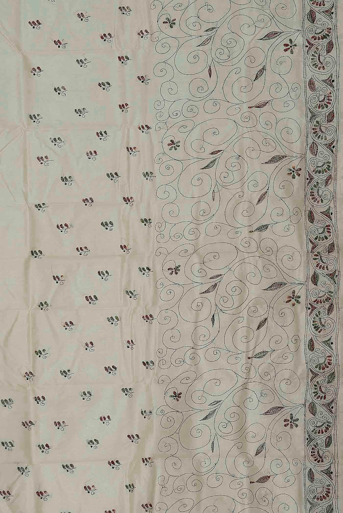 Cream Tussar Silk Saree
