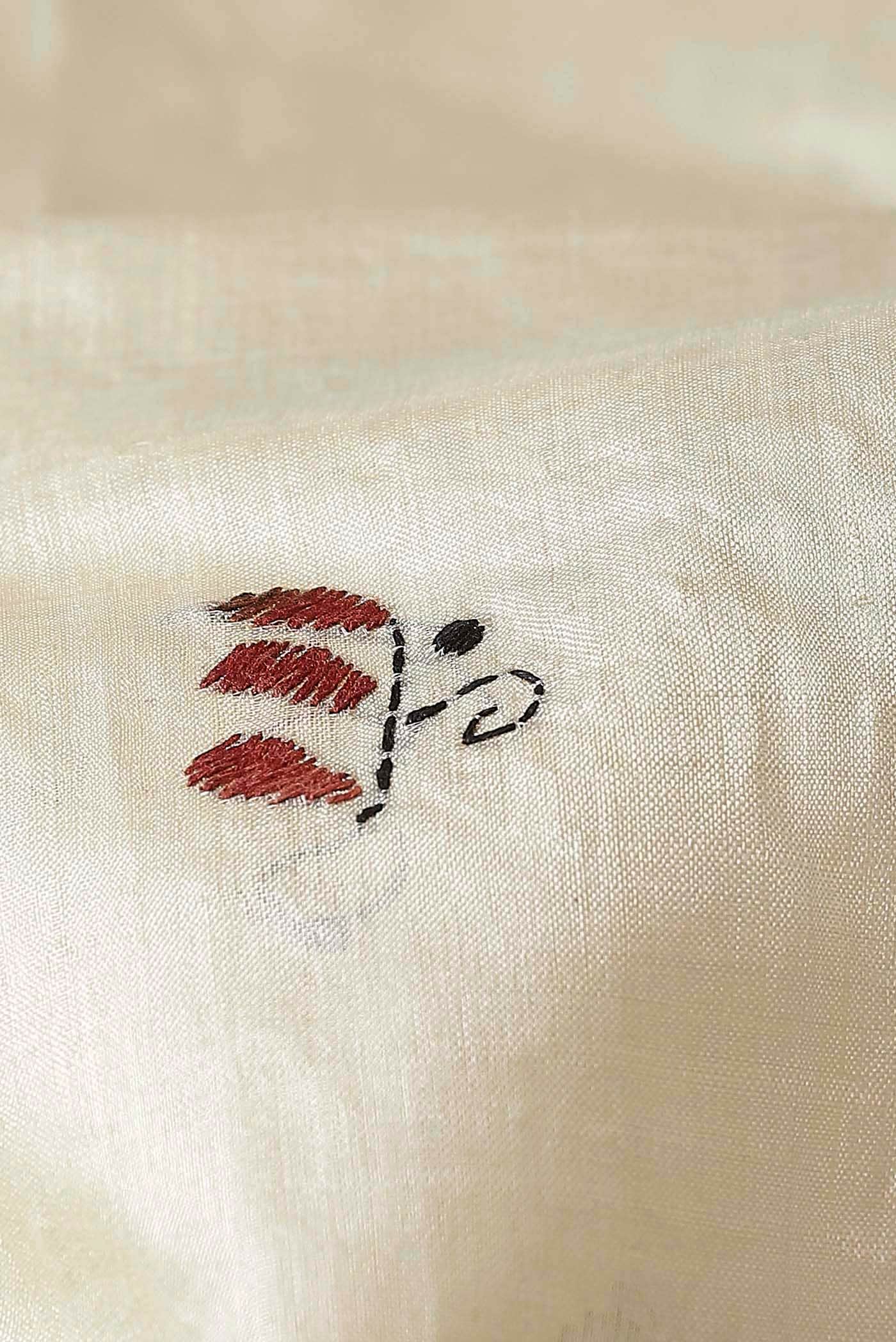 Cream Tussar Silk Saree