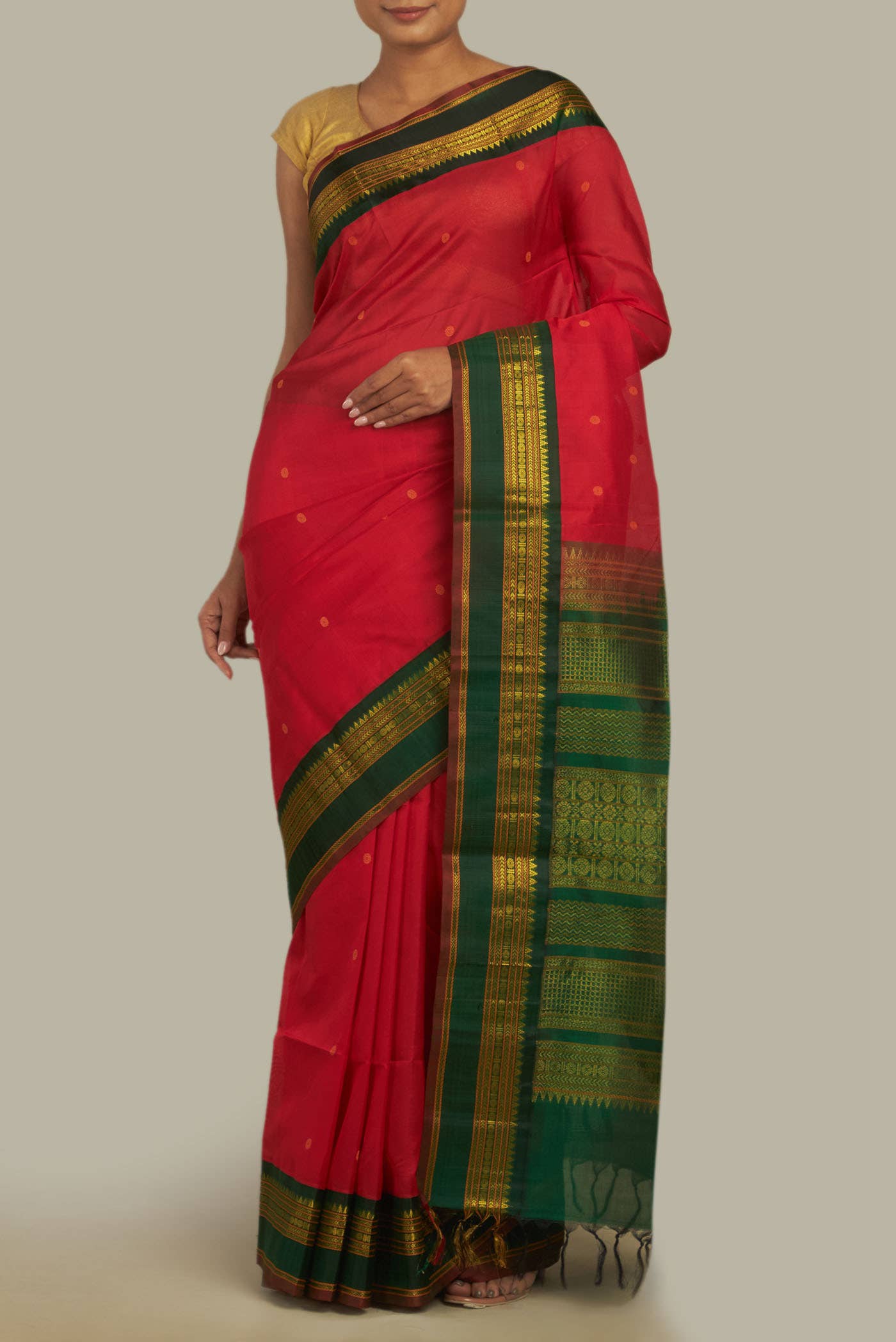 Red Coimbatore Silk Cotton Saree