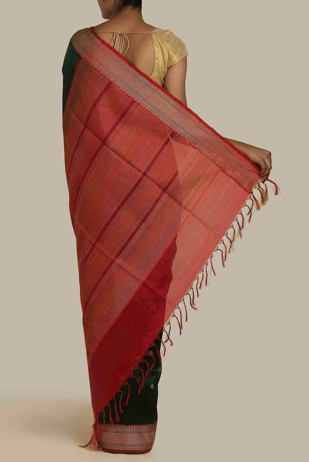 Bottle Green Silk Cotton Saree