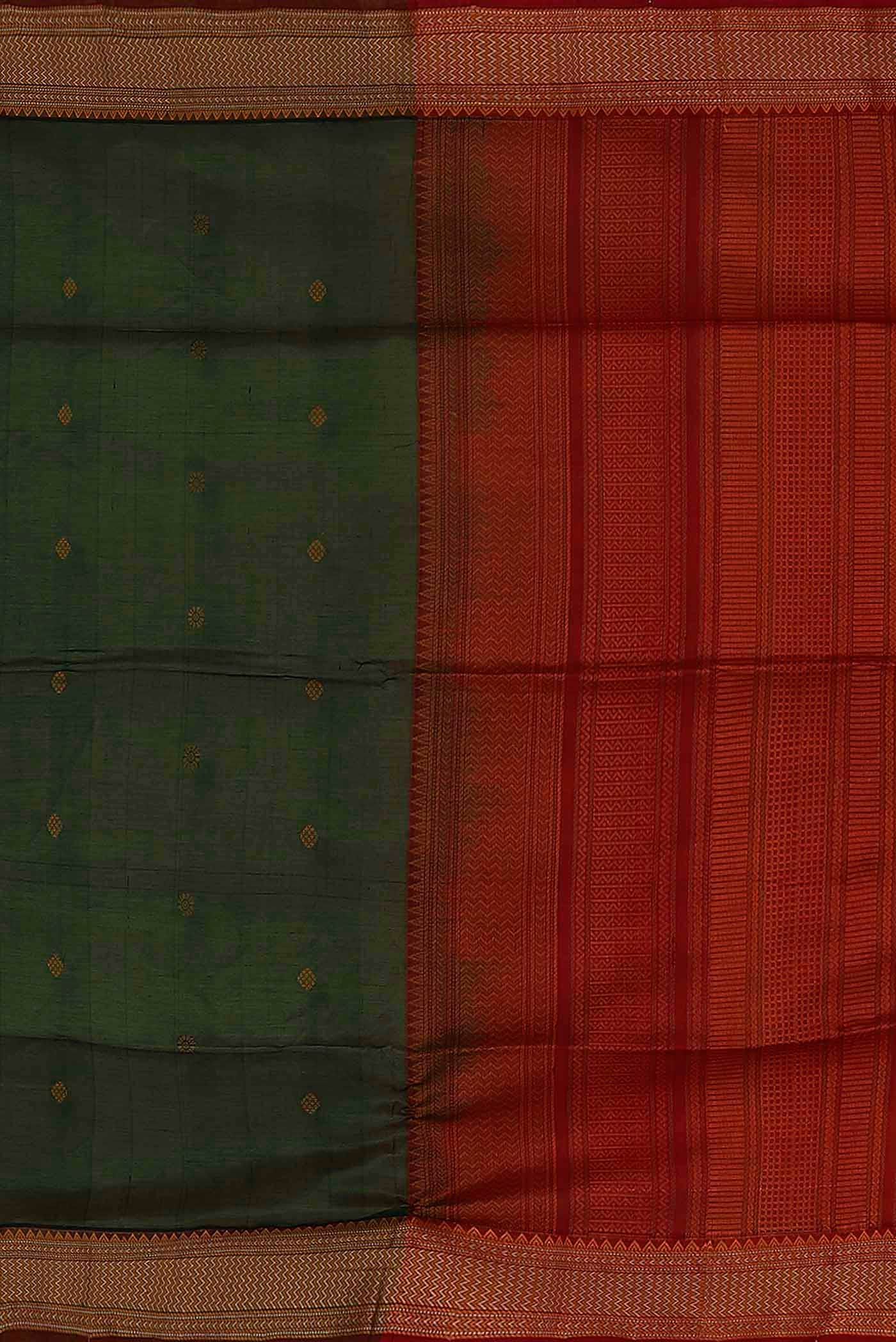 Bottle Green Silk Cotton Saree