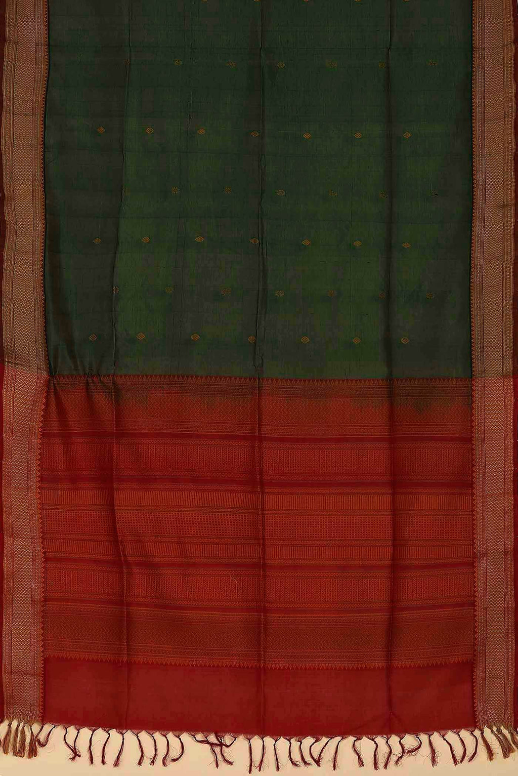 Bottle Green Silk Cotton Saree
