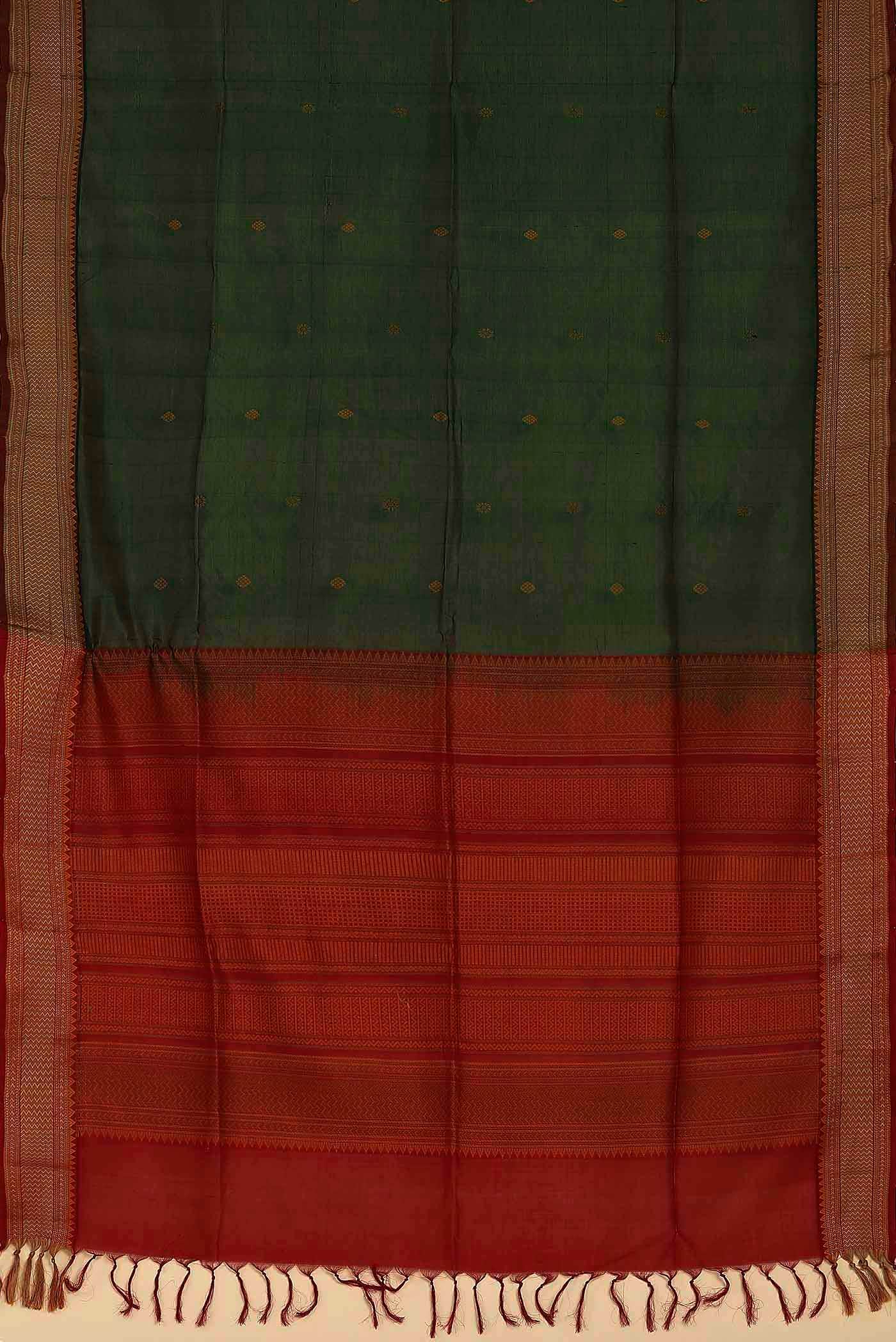 Bottle Green Silk Cotton Saree