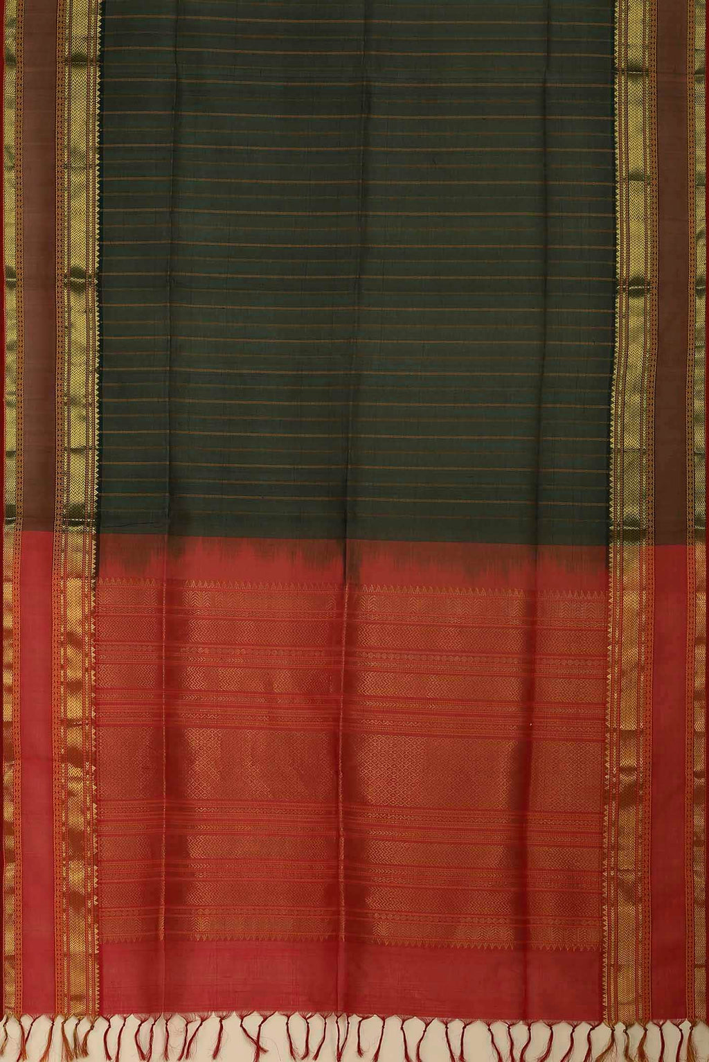 Bottle Green Silk Cotton Saree