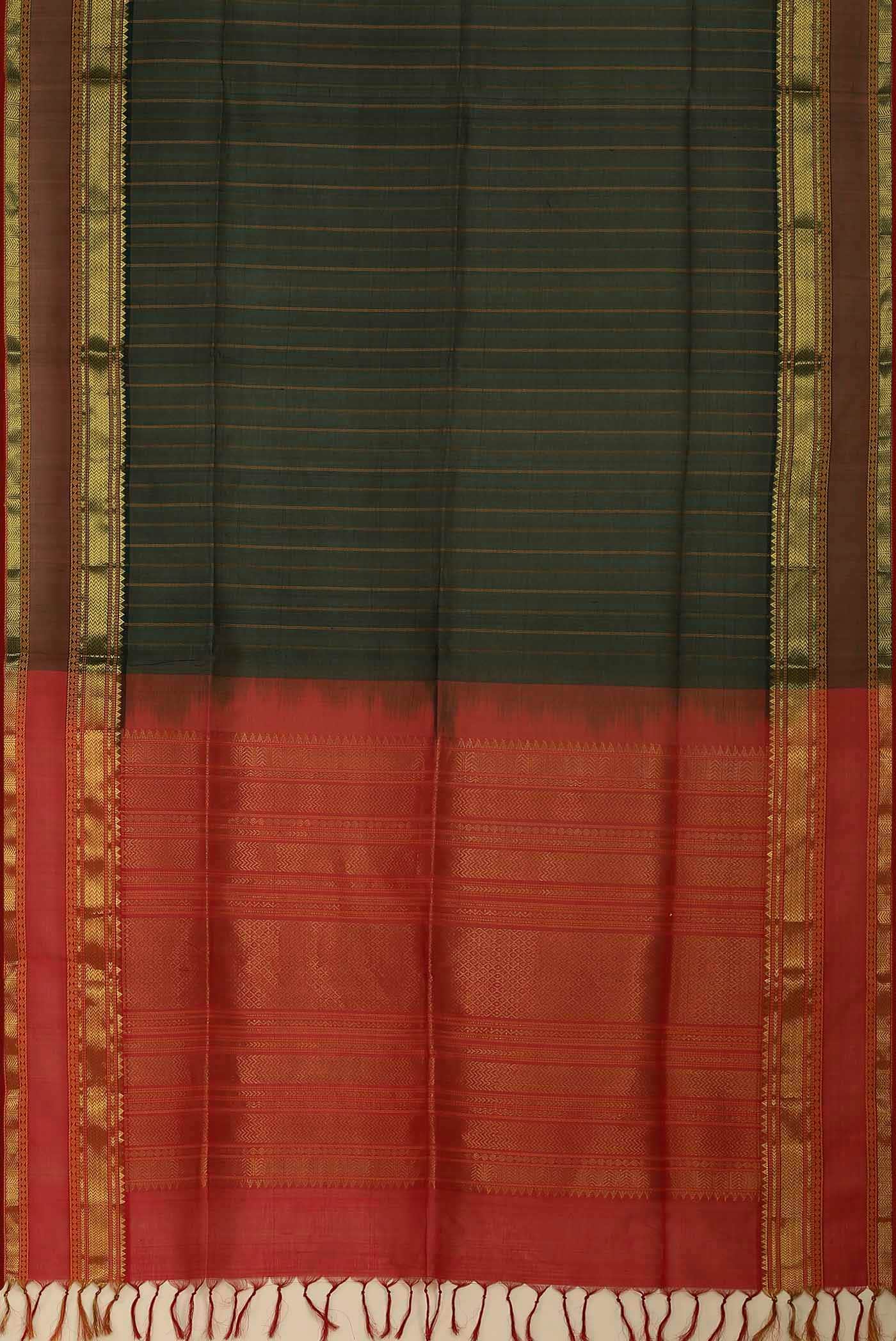 Bottle Green Silk Cotton Saree