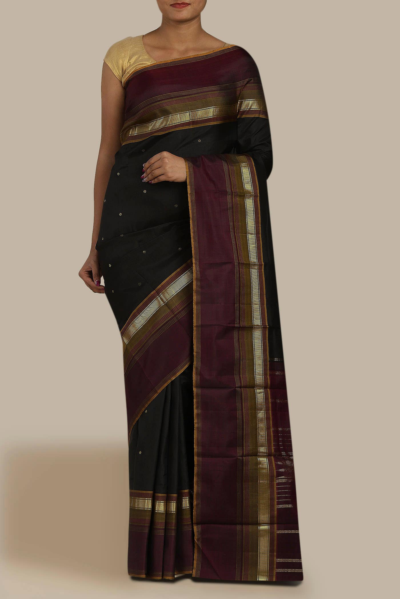 Black Kanchipuram Silk Saree