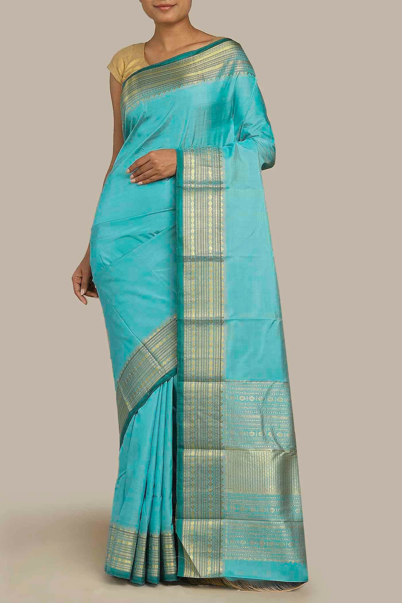 Blue Kanchipuram Silk Saree