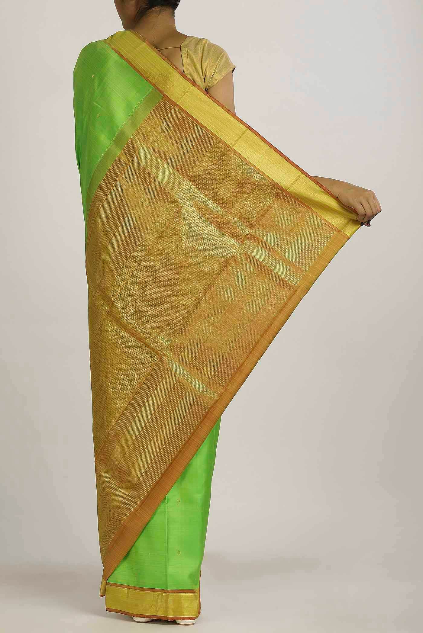 Parrot Green Kanchipuram Silk Saree
