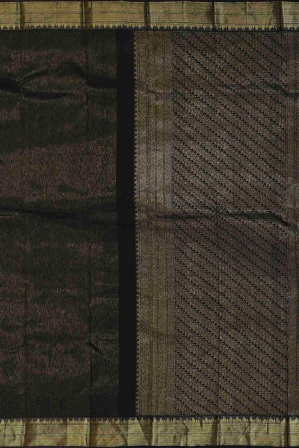 Black with Gold Dual Tone Kanchipuram Silk Saree