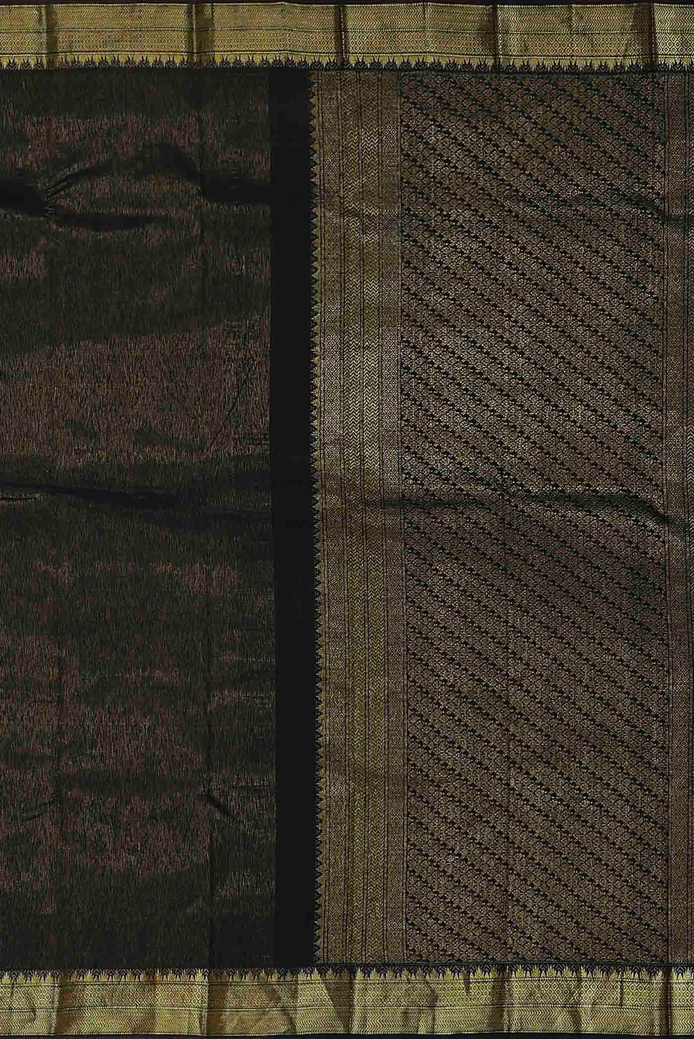 Black with Gold Dual Tone Kanchipuram Silk Saree