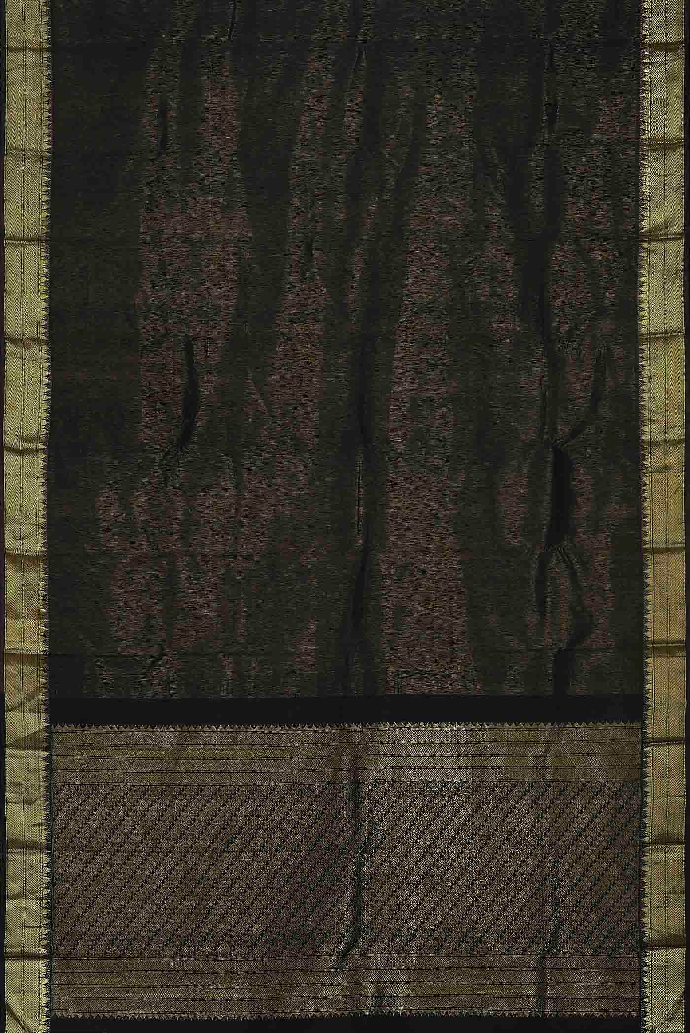 Black with Gold Dual Tone Kanchipuram Silk Saree