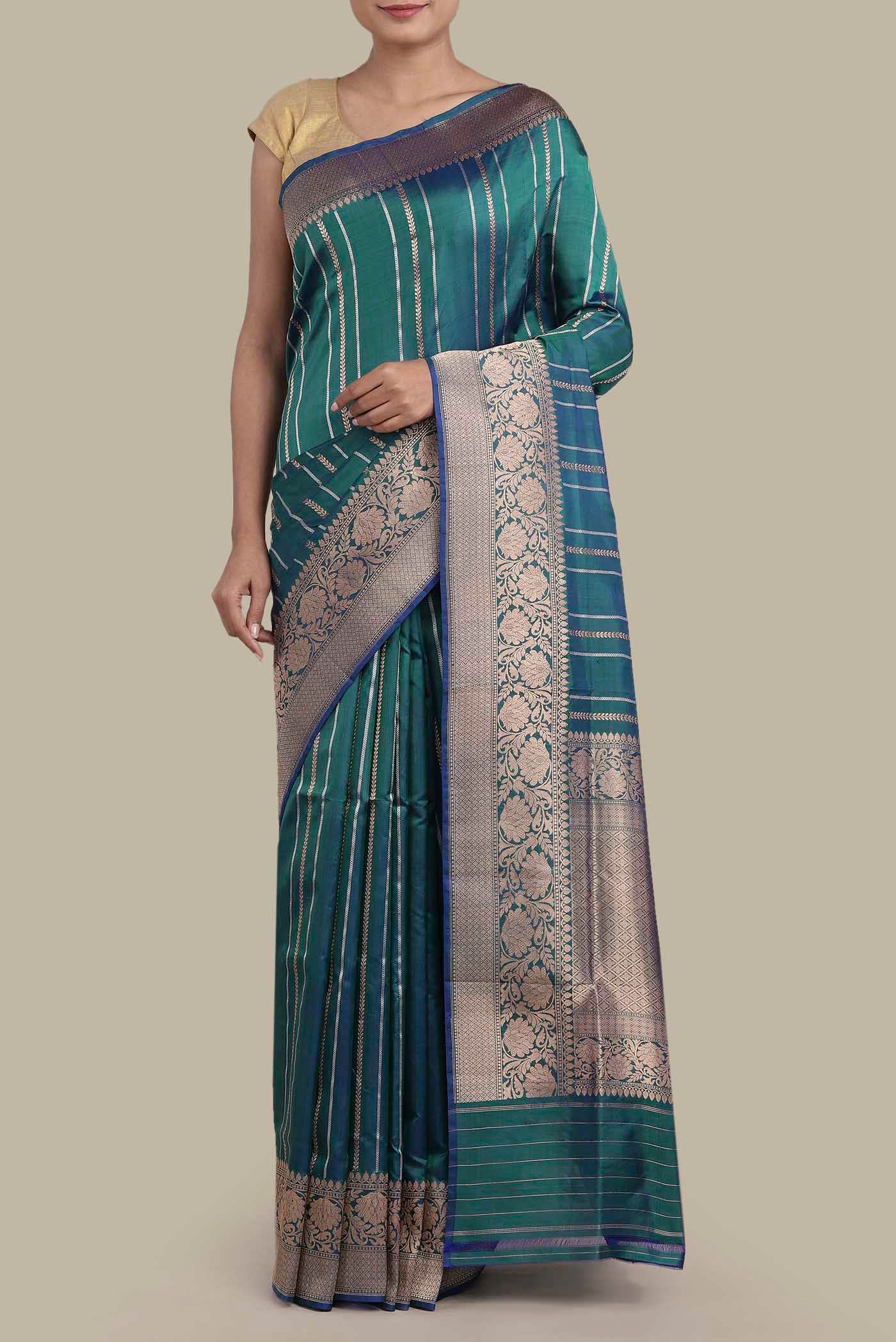 Blue Banarasi Katan Silk Saree