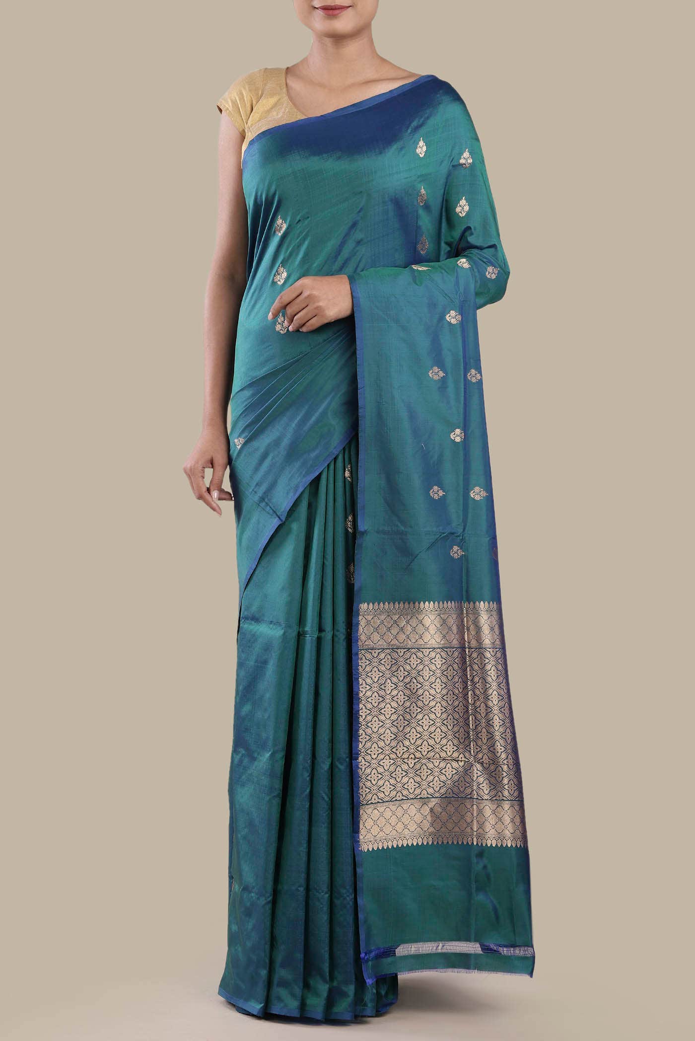 Blue Banarasi Katan Silk Saree