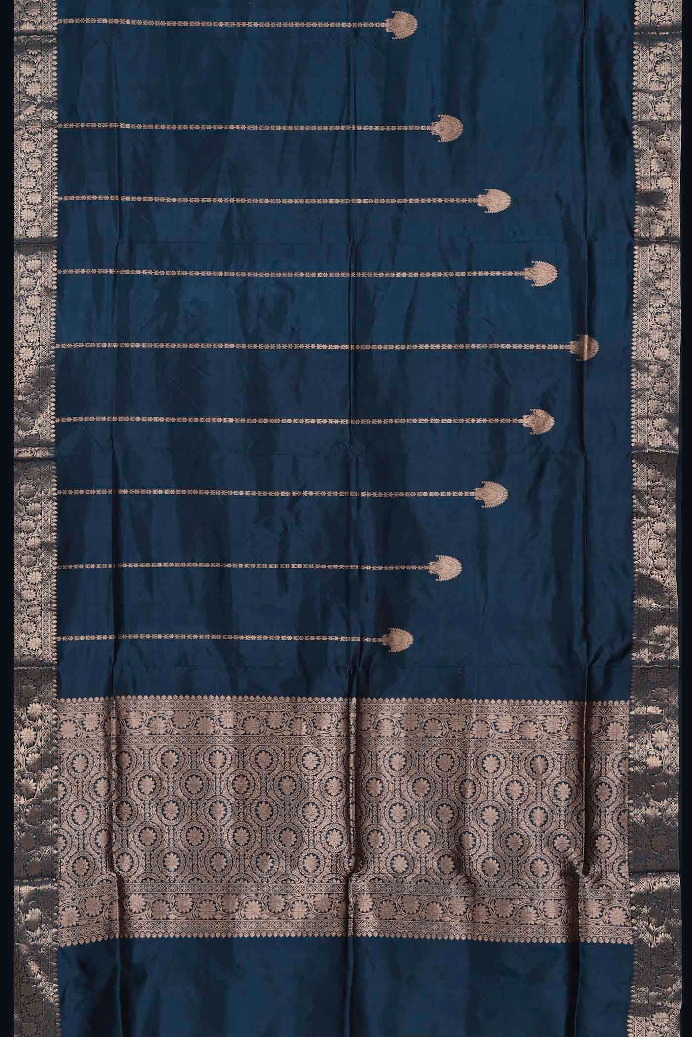Blue Banarasi Katan Silk Saree
