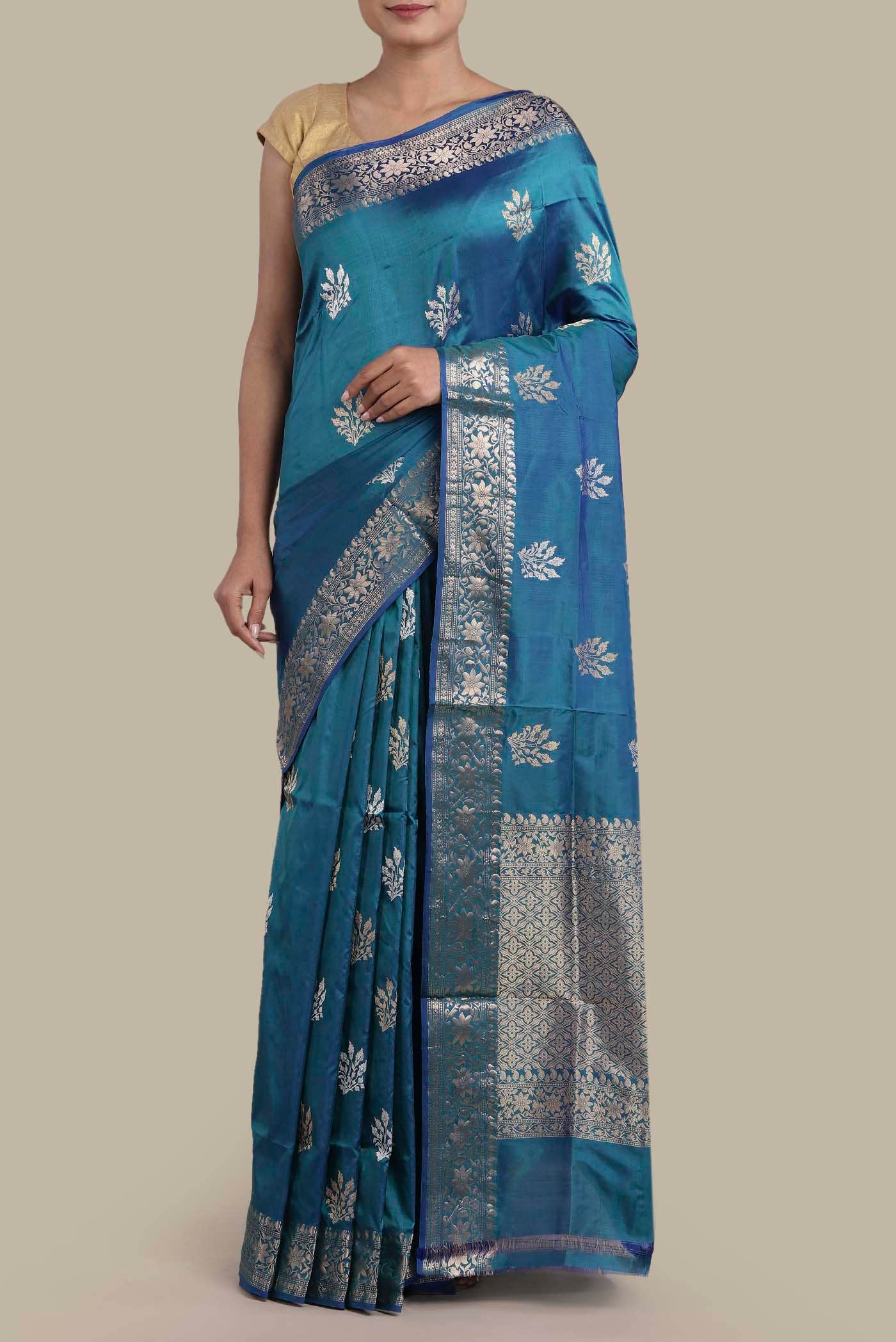 Blue Banarasi Katan Silk Saree