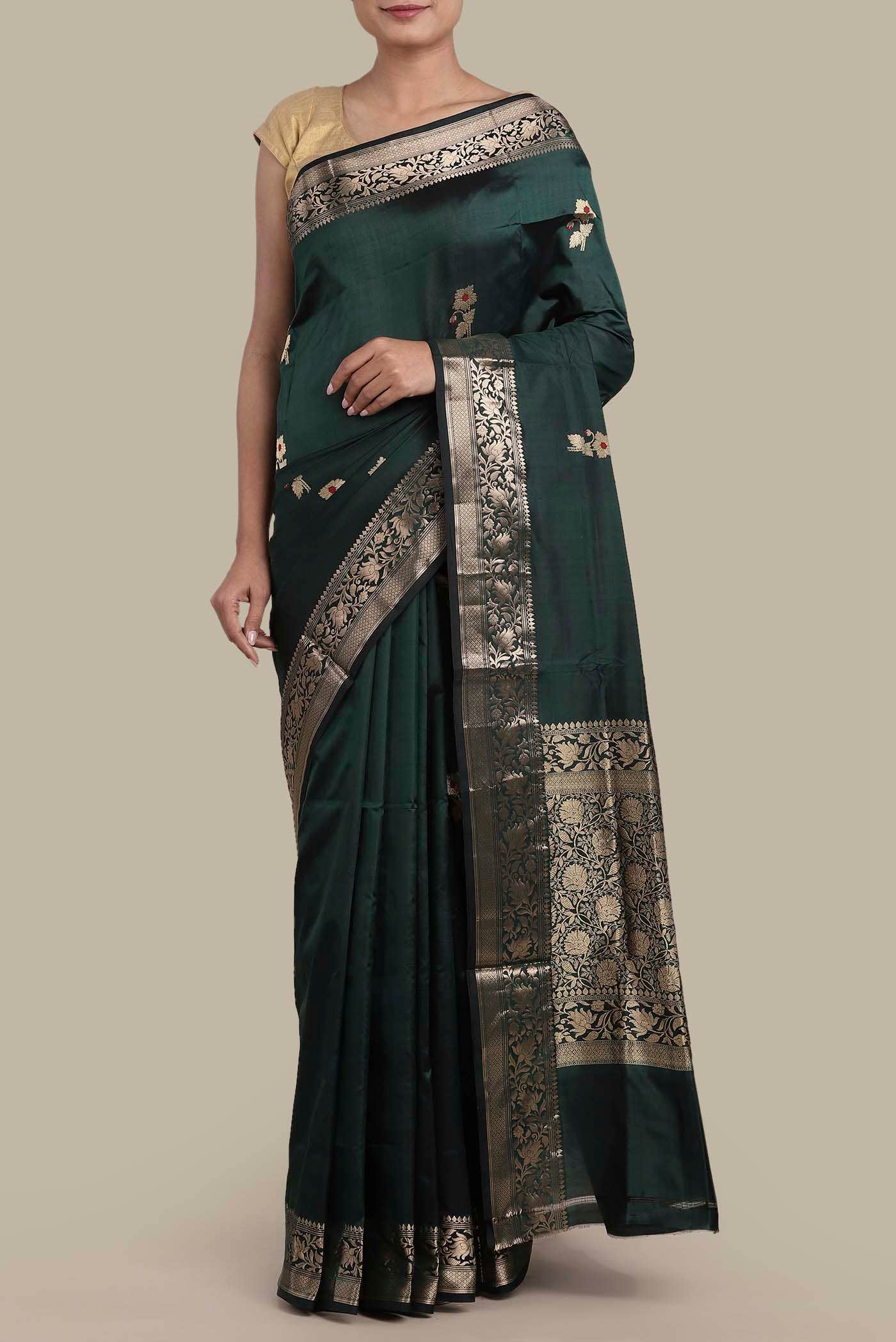 Green Banarasi Katan Silk Saree