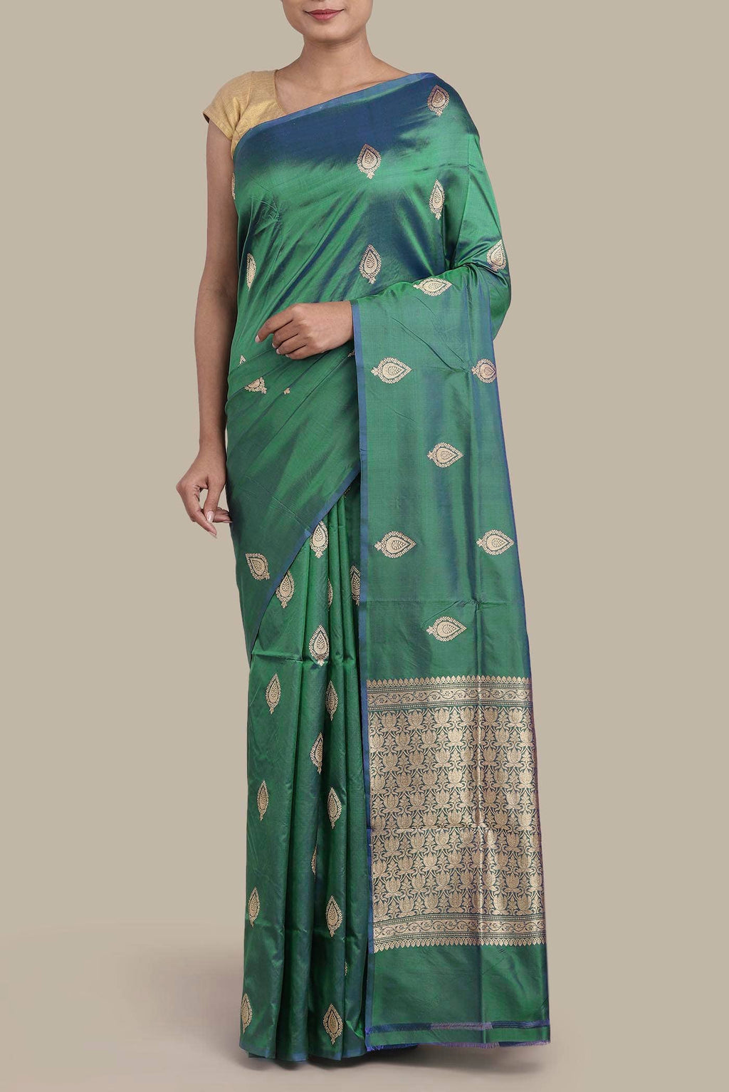 Green Banarasi Katan Silk Saree
