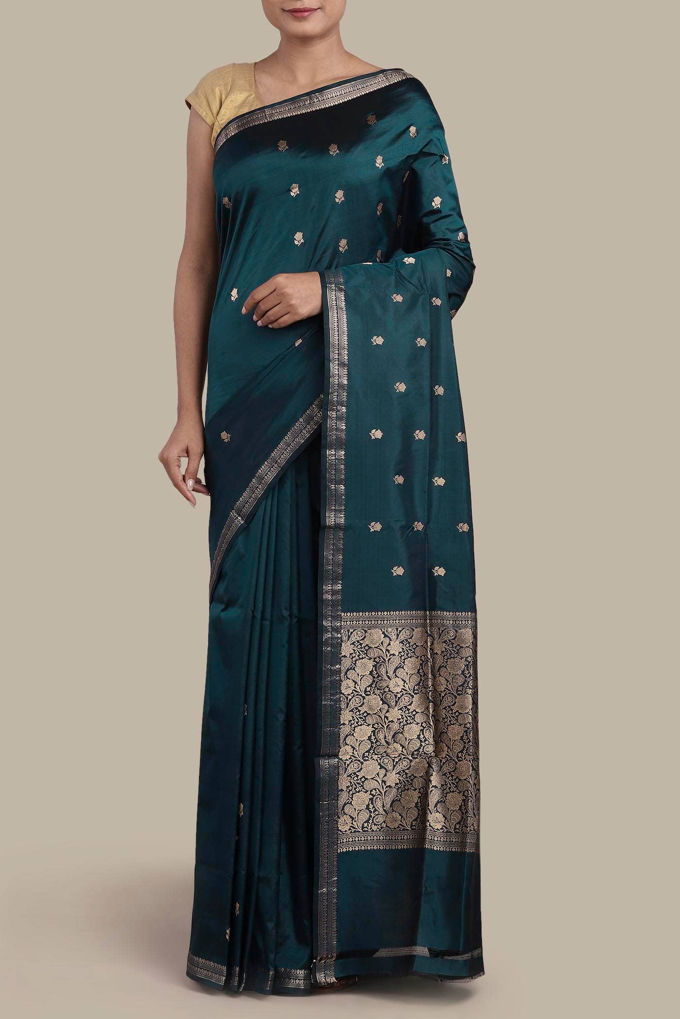 Blue Banarasi Katan Silk Saree