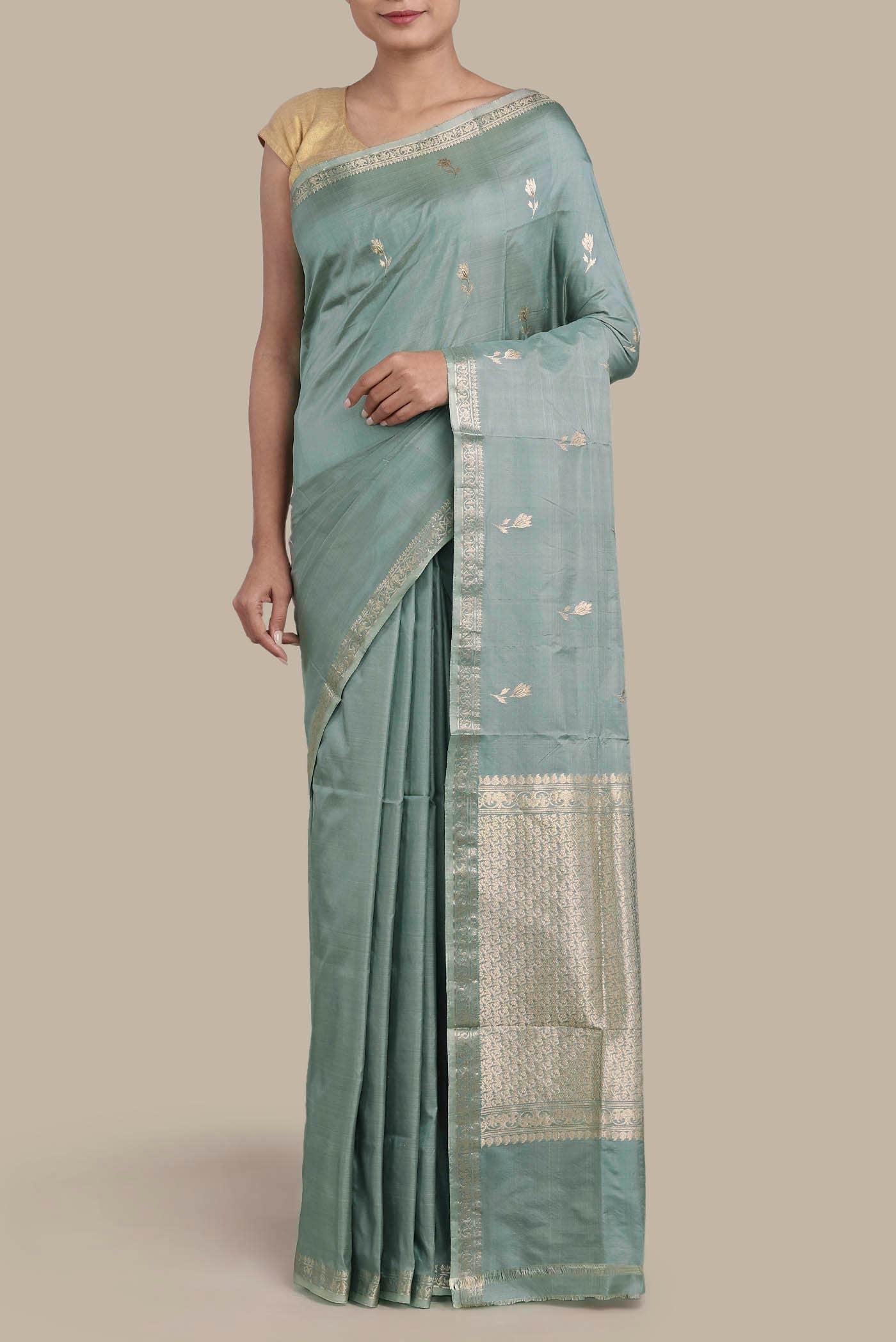 Green Banarasi Katan Silk Saree