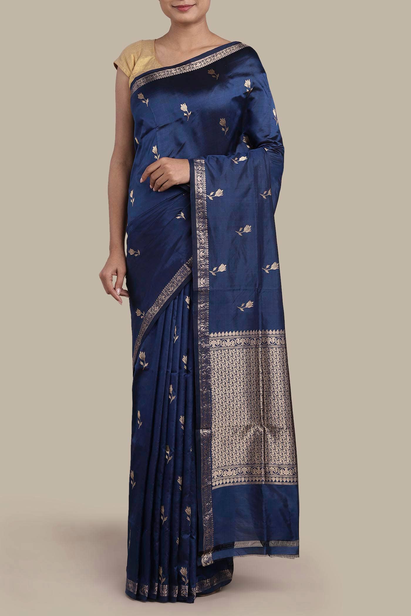 Blue Banarasi Katan Silk Saree