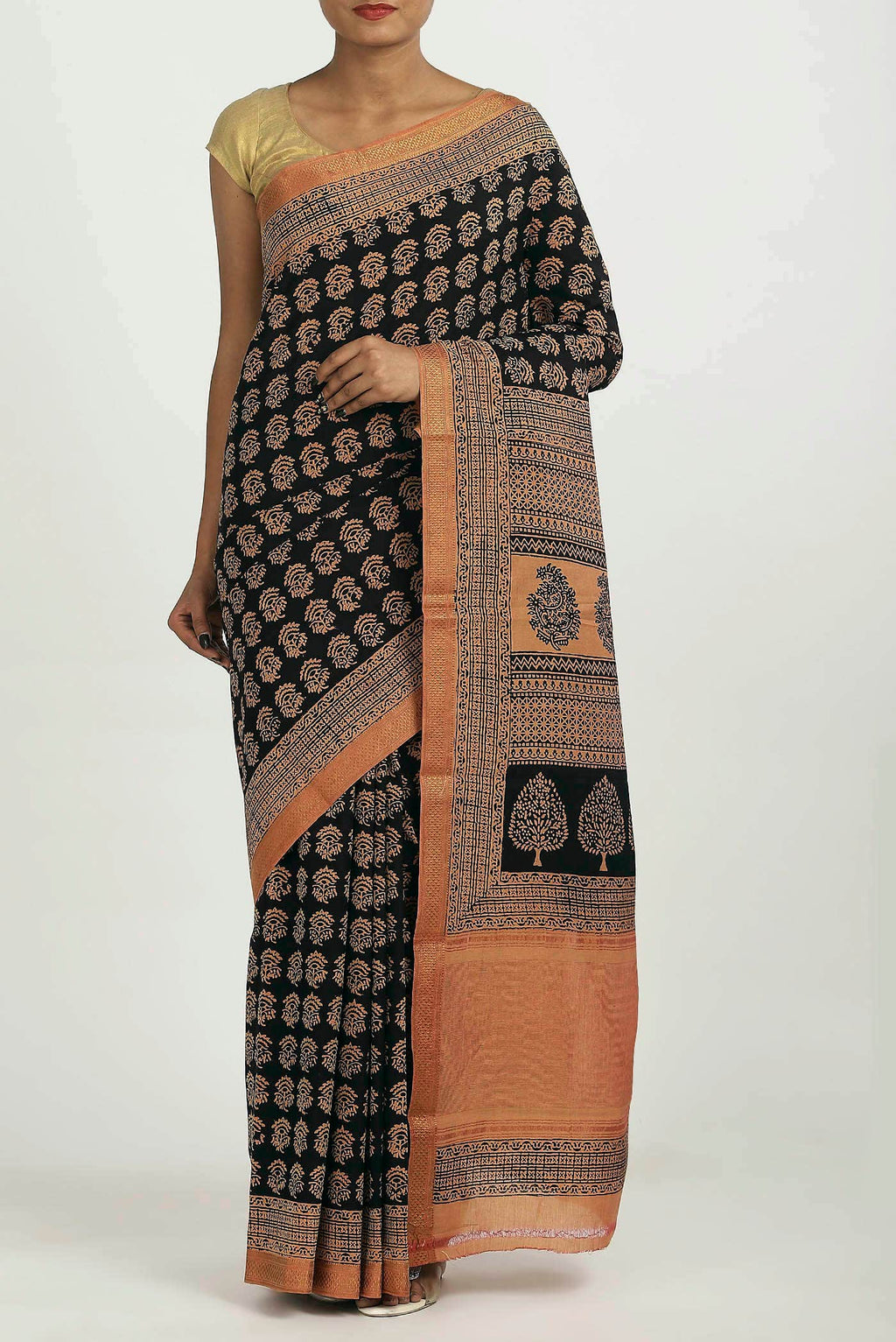 Black Mangalagiri Cotton Saree