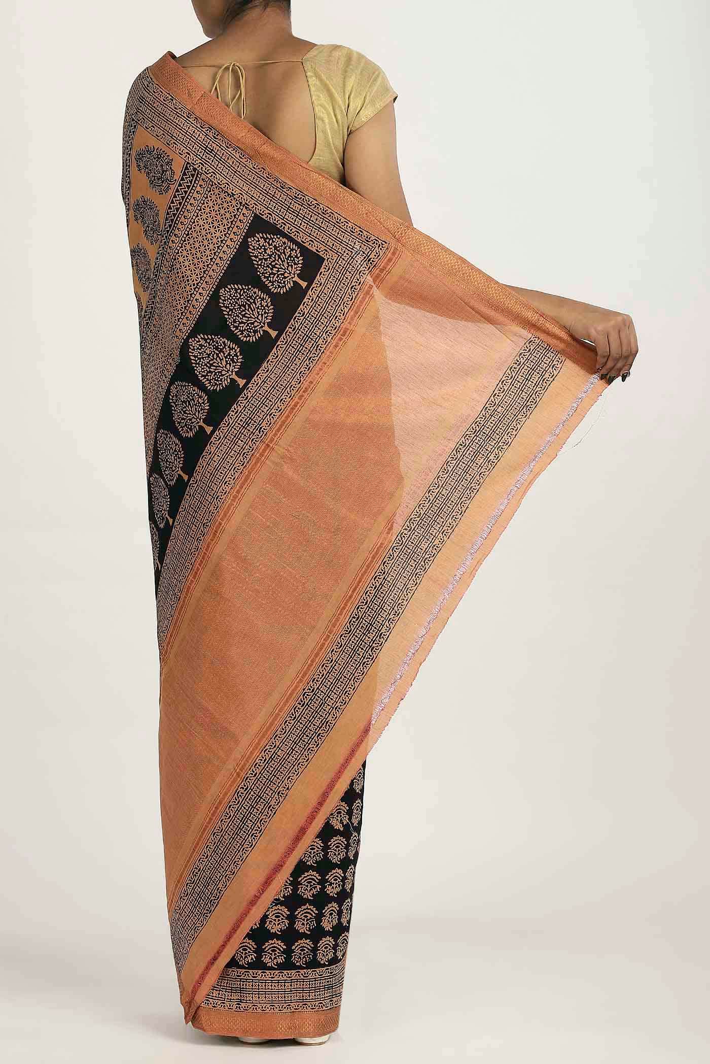Black Mangalagiri Cotton Saree