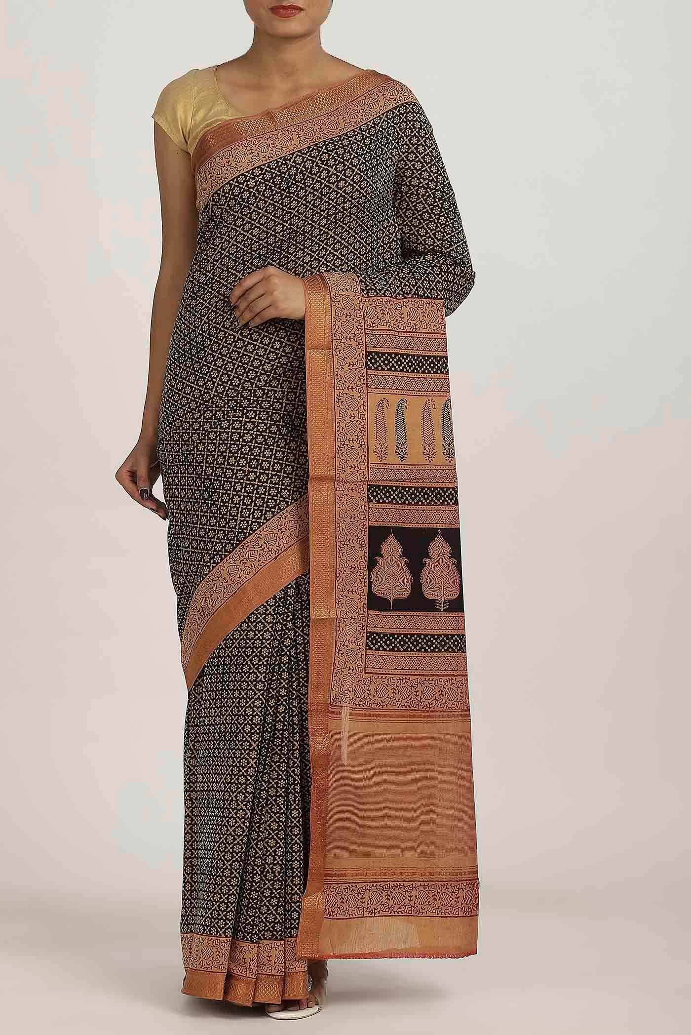 Black Mangalagiri Cotton Saree