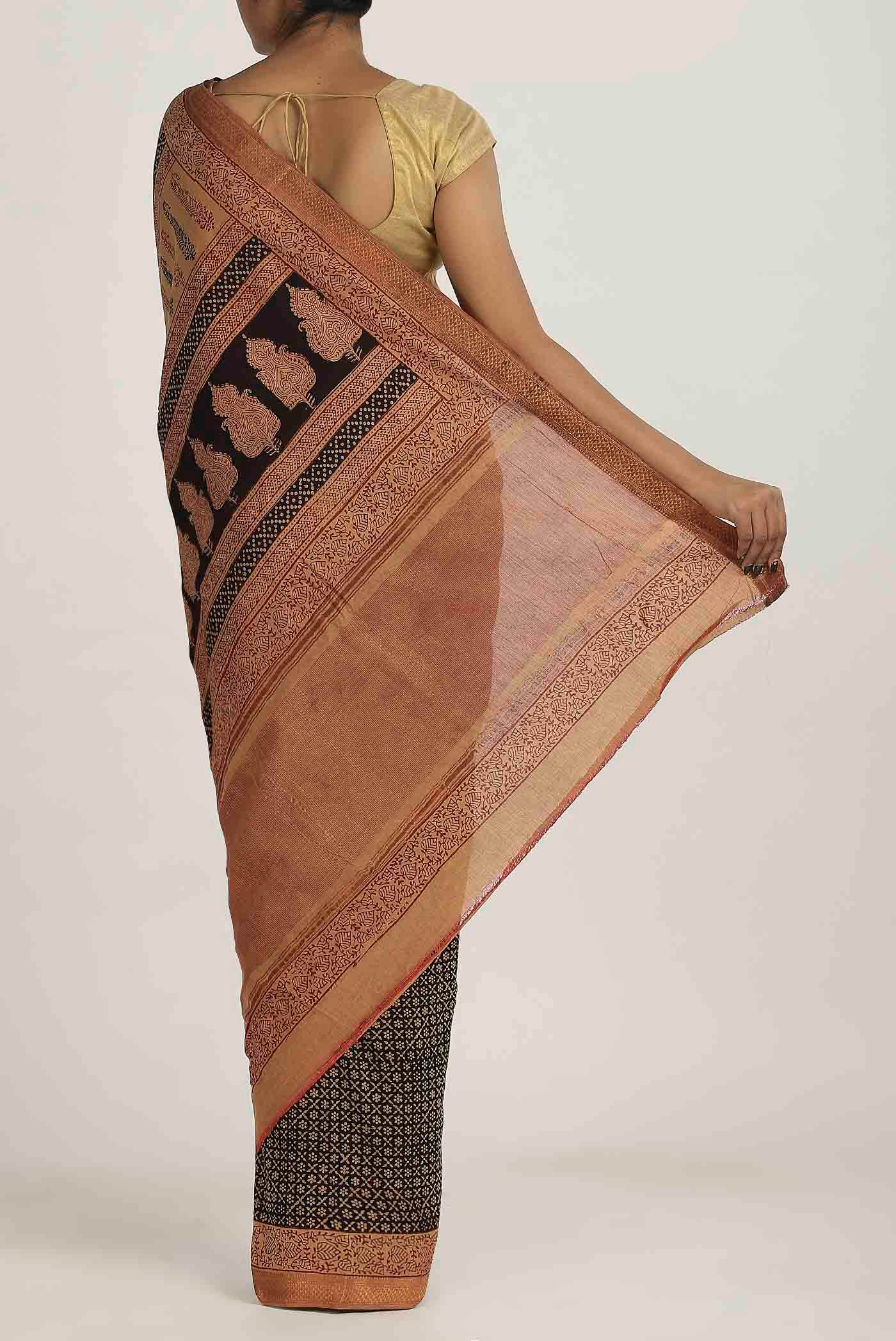 Black Mangalagiri Cotton Saree