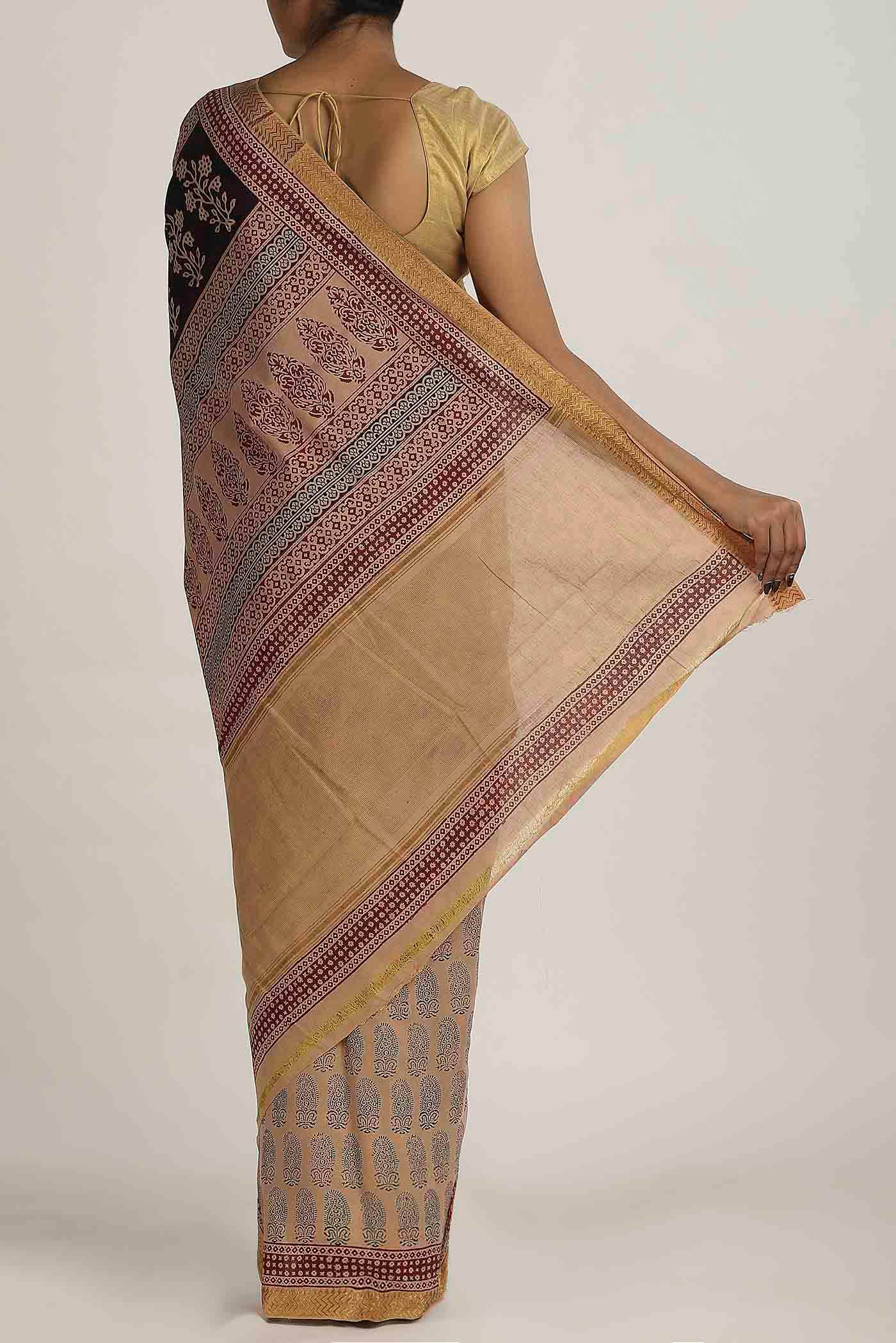 Brown Mangalagiri Cotton Saree