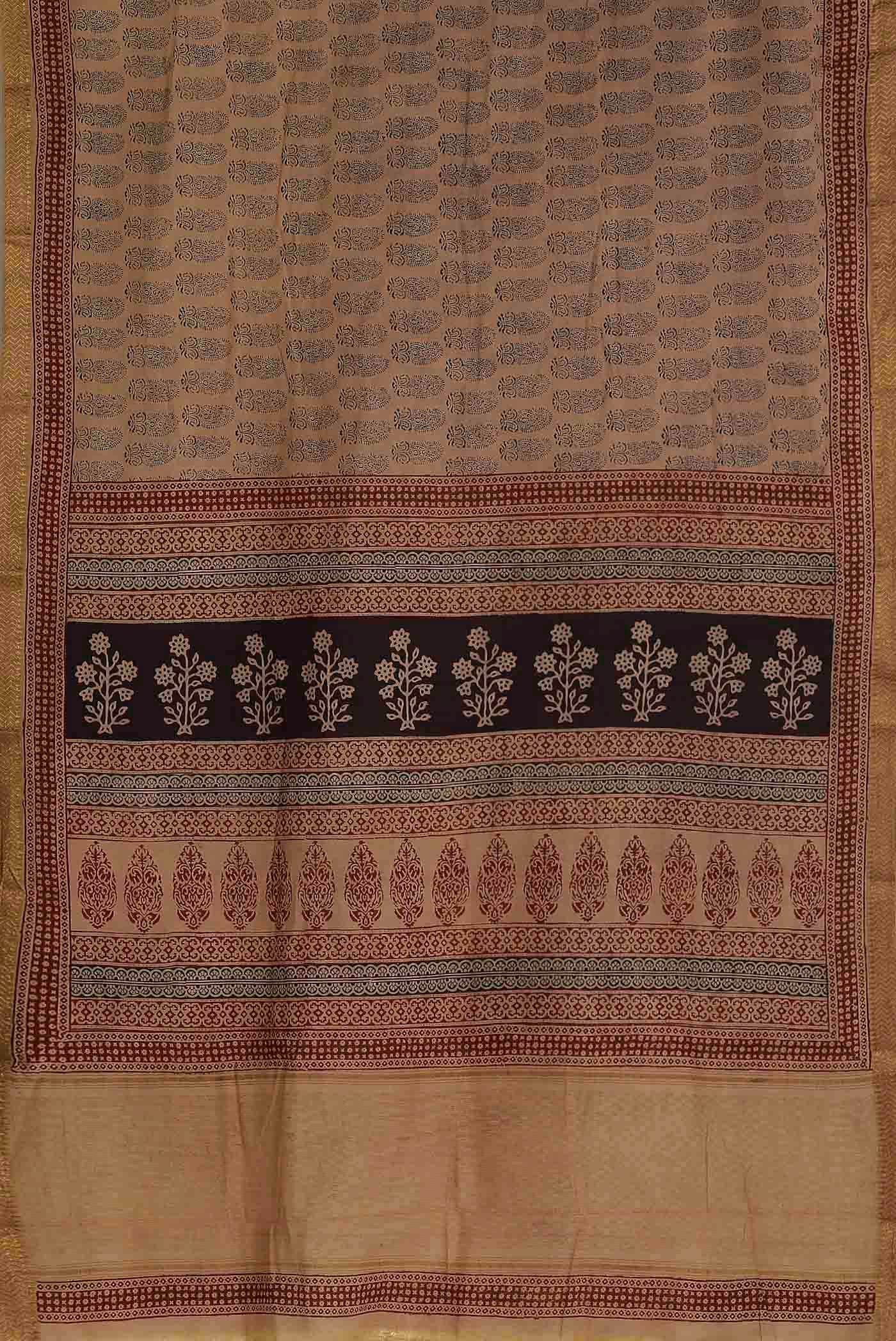 Brown Mangalagiri Cotton Saree