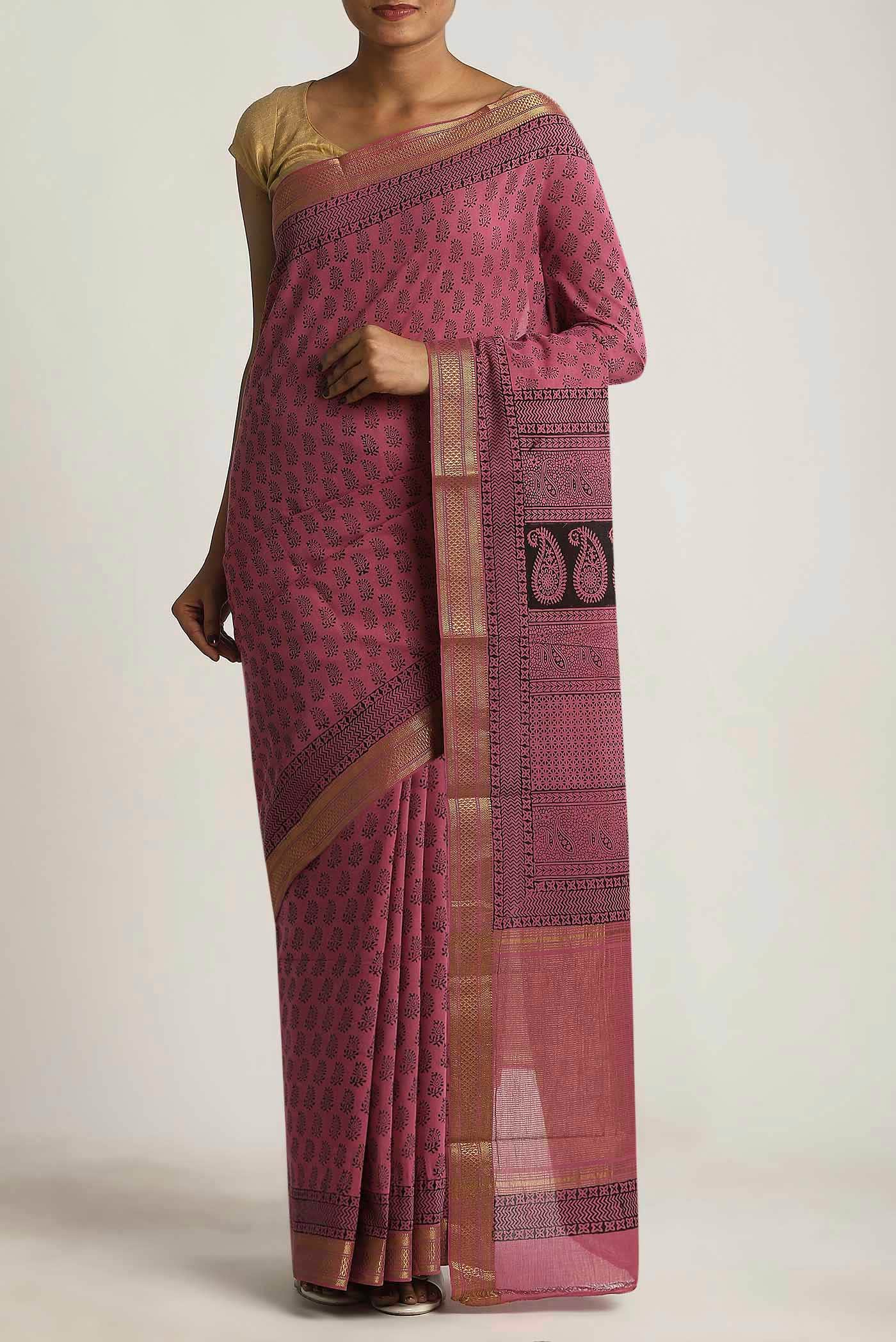 Black Mangalagiri Cotton Saree