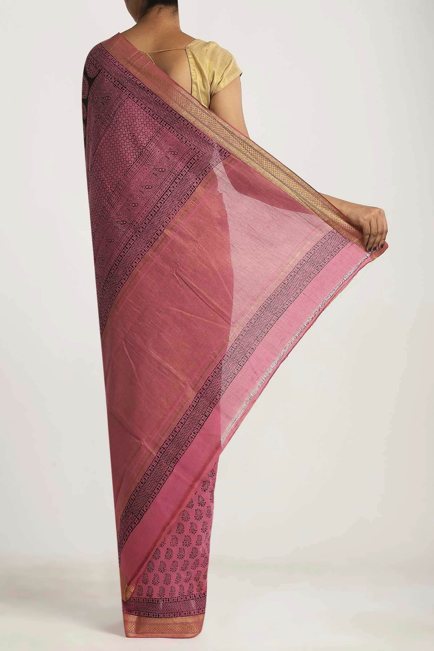 Black Mangalagiri Cotton Saree