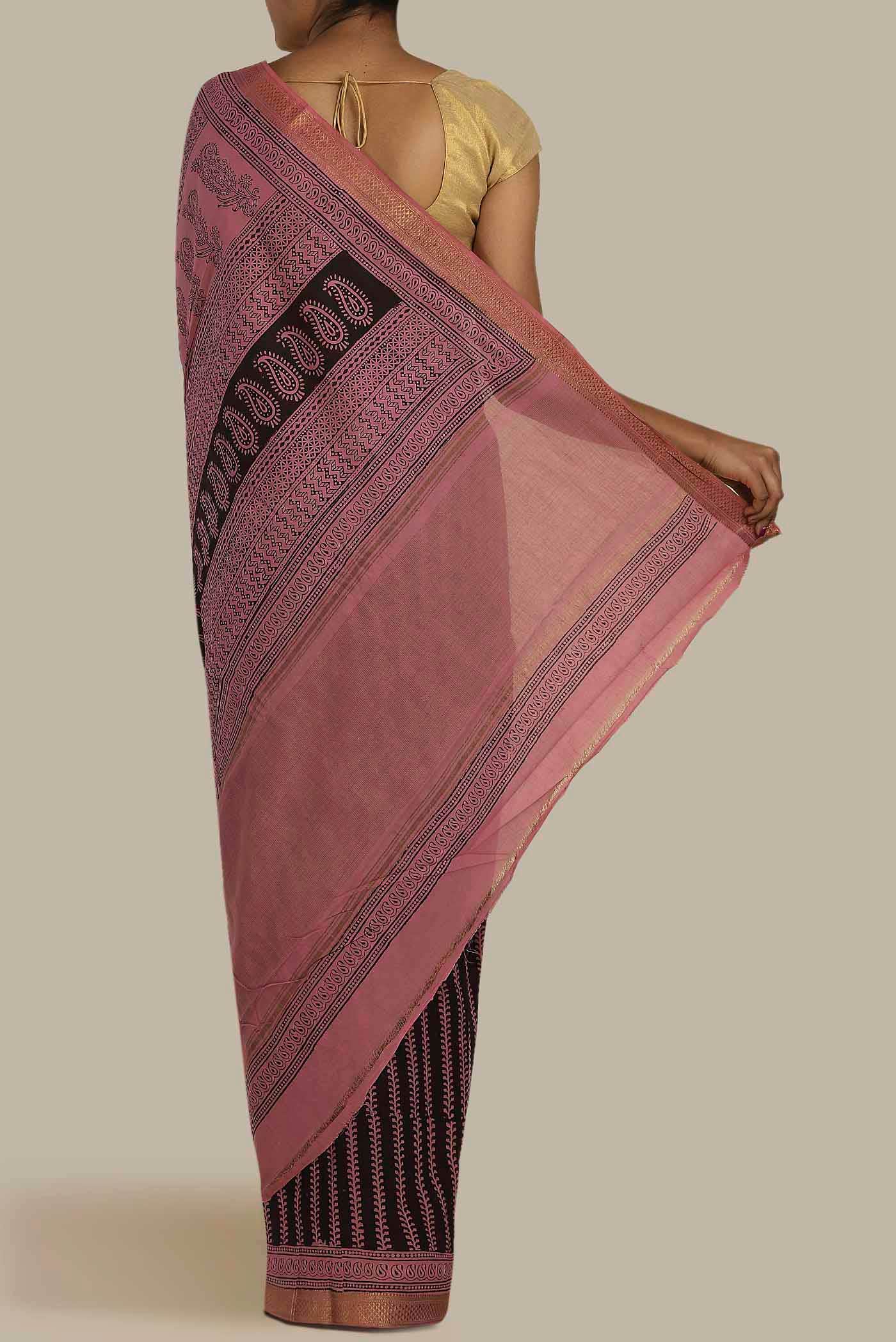 Black Mangalagiri Cotton Saree