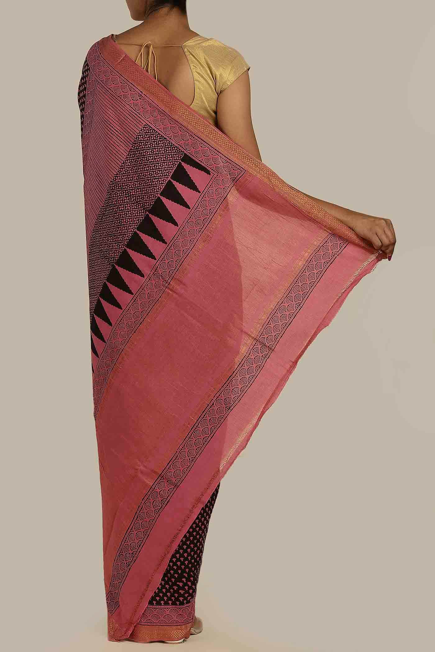 Black Mangalagiri Cotton Saree